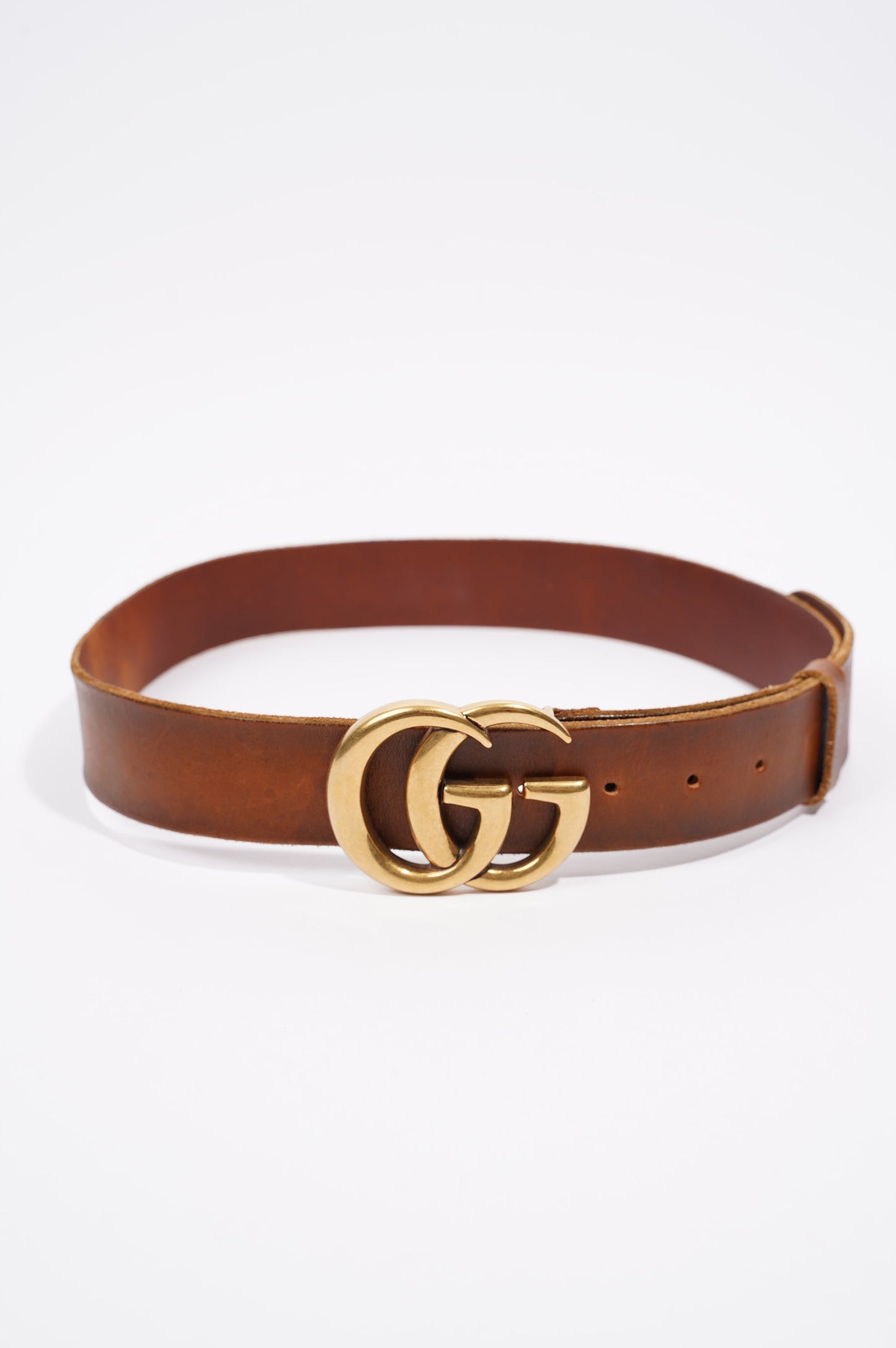 Gucci Mens Marmont Leather Belt Brown / Gold 85-34