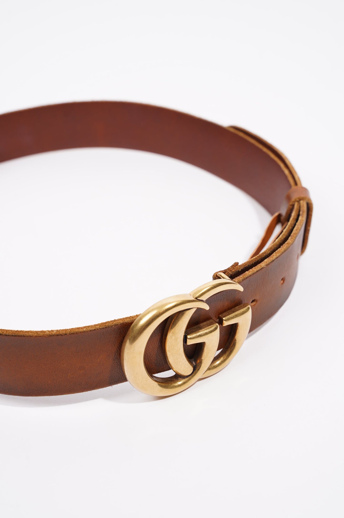 Gucci Mens Marmont Leather Belt Brown / Gold 85-34