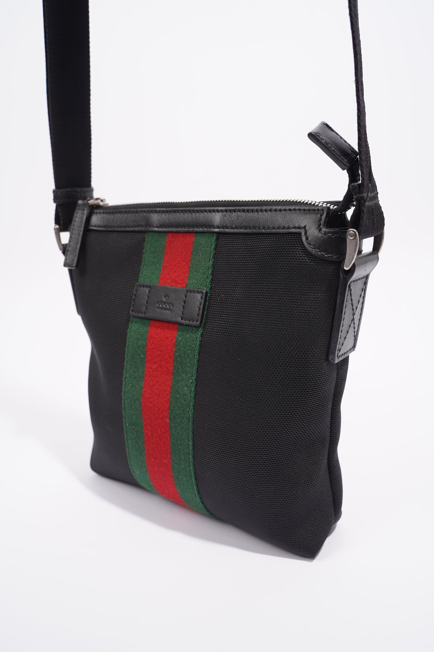 Gucci Womens Cloth Messenger Bag Black Small