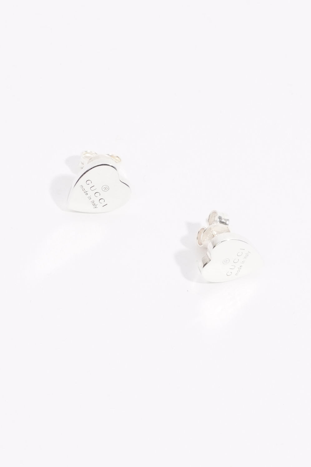 Gucci Womens Heart Shaped Earrings Silver