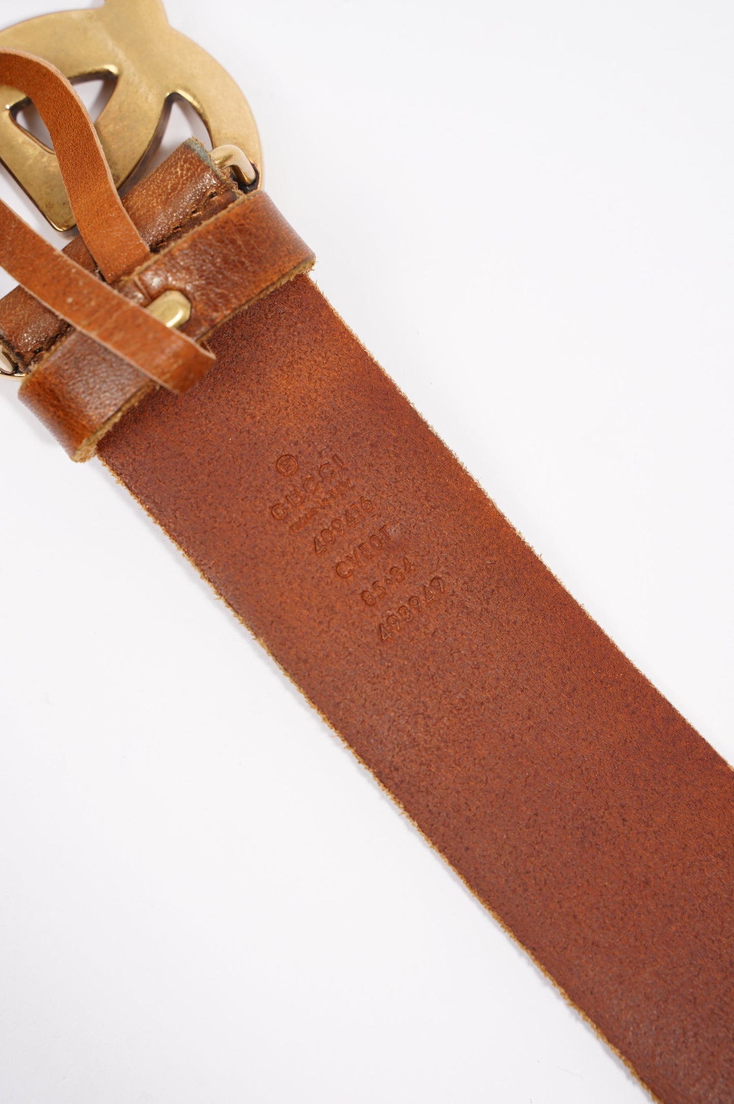 Gucci Mens Marmont Leather Belt Brown / Gold 85-34