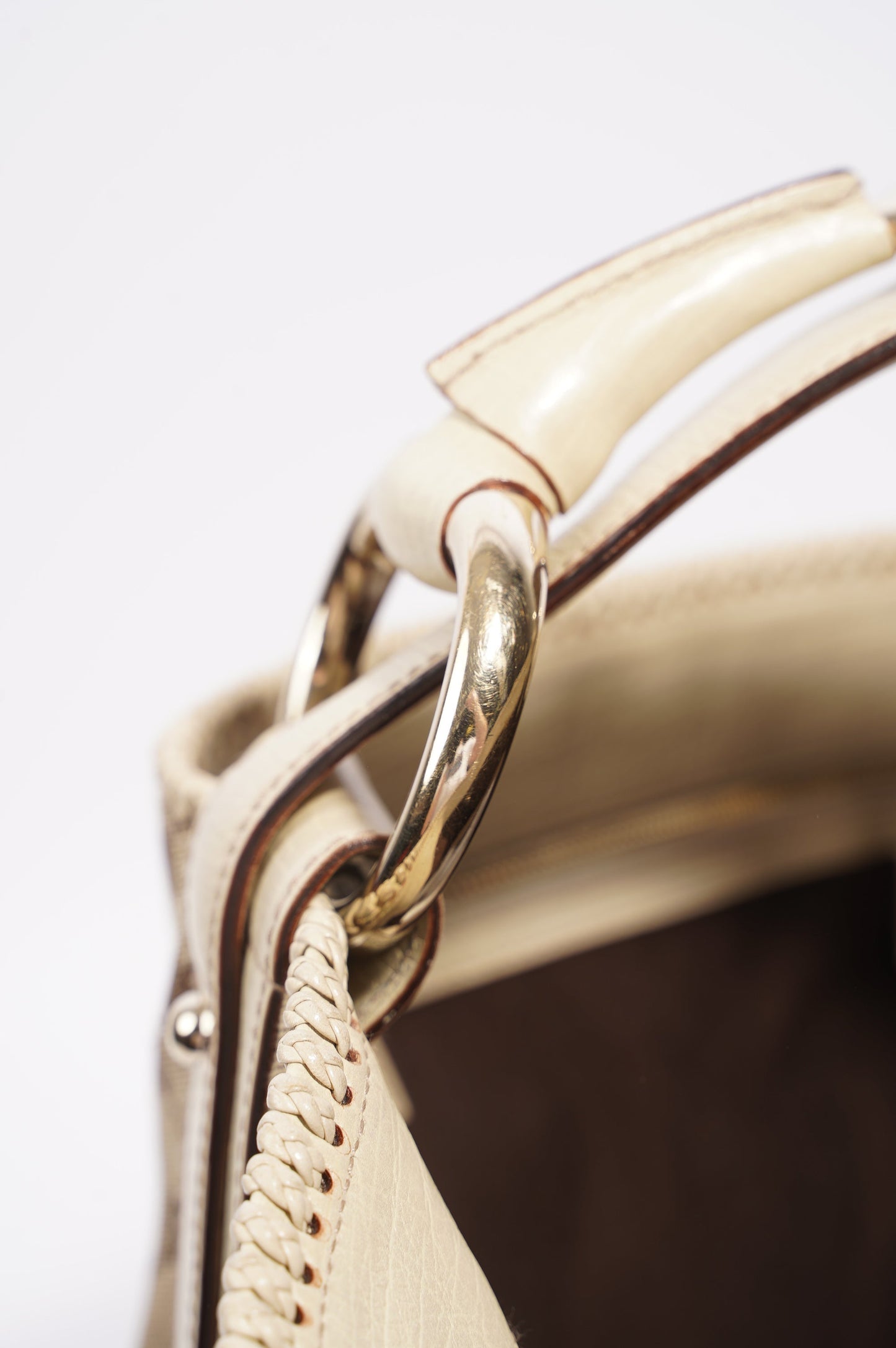 Gucci Womens GG Horsebit Hobo Beige Large