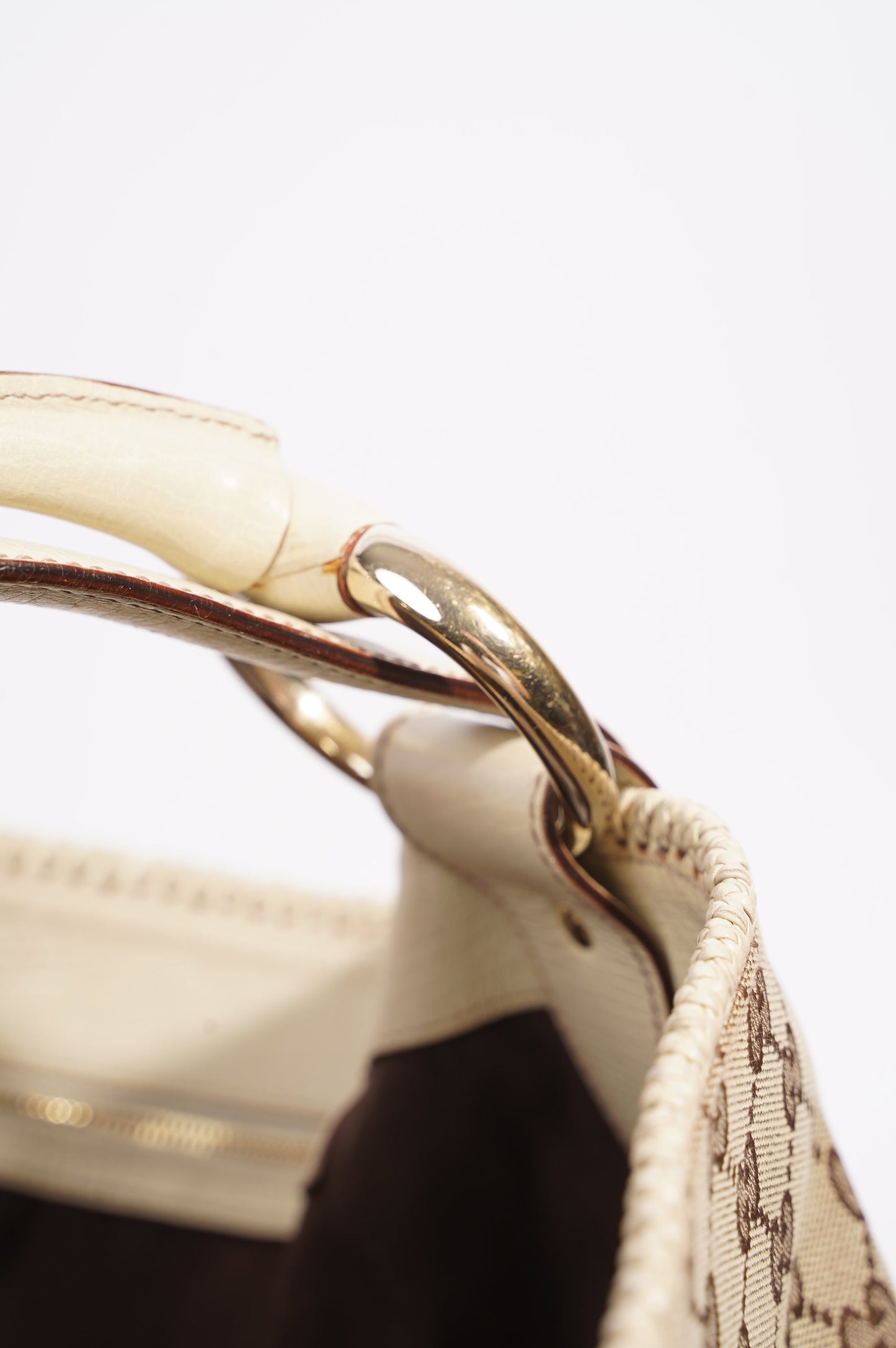 Gucci Womens GG Horsebit Hobo Beige Large