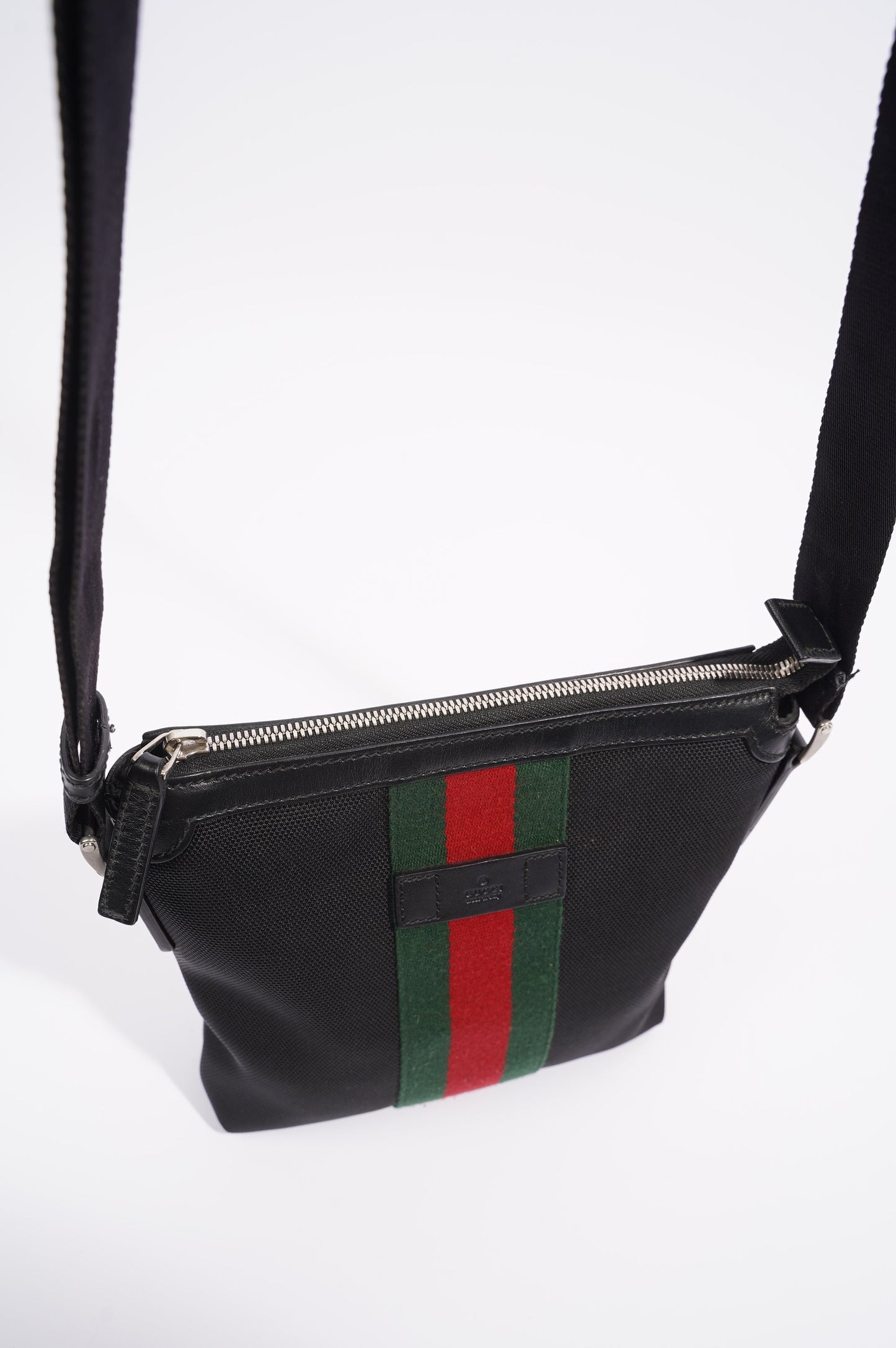 Gucci Womens Cloth Messenger Bag Black Small
