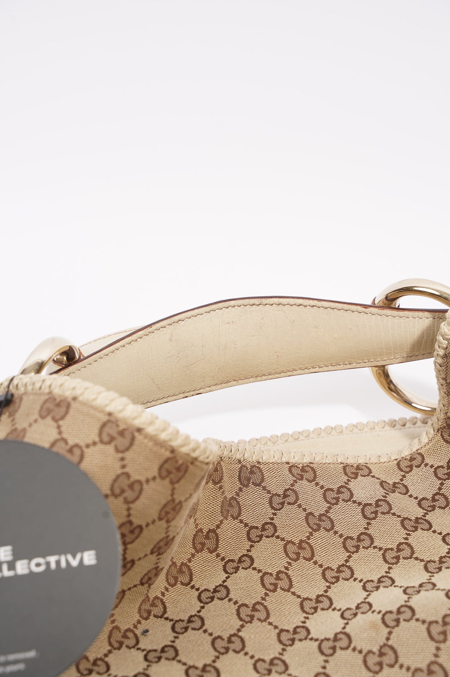 Gucci Womens GG Horsebit Hobo Beige Large