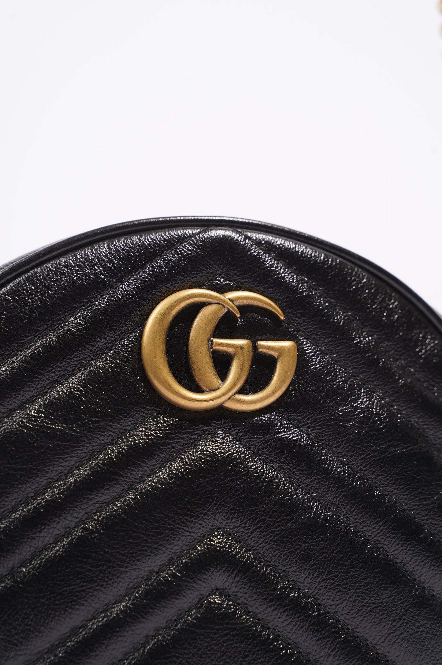 Gucci Womens Marmont Round Bag Black / Gold