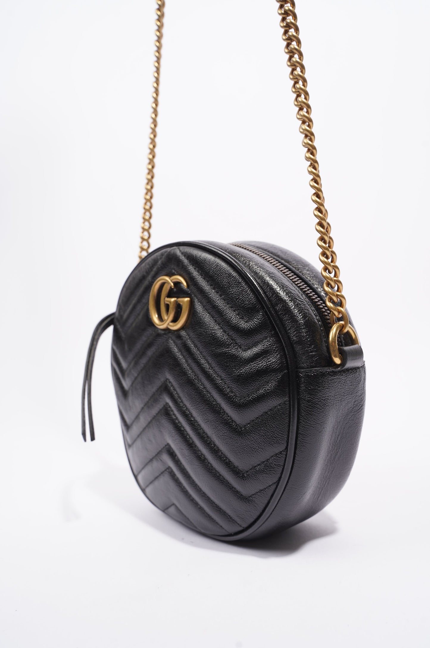Gucci Womens Marmont Round Bag Black / Gold