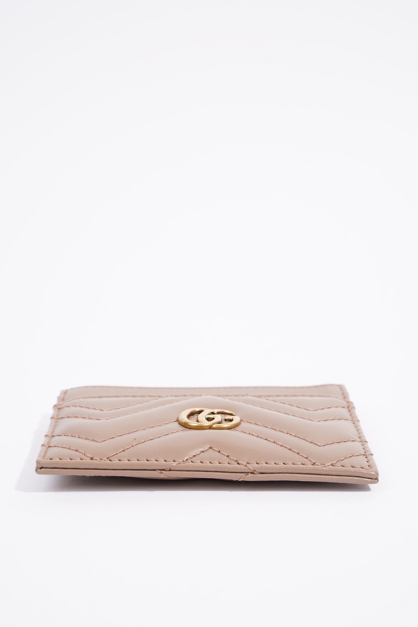 Gucci Womens Marmont GG Card Holder Mauve Leather