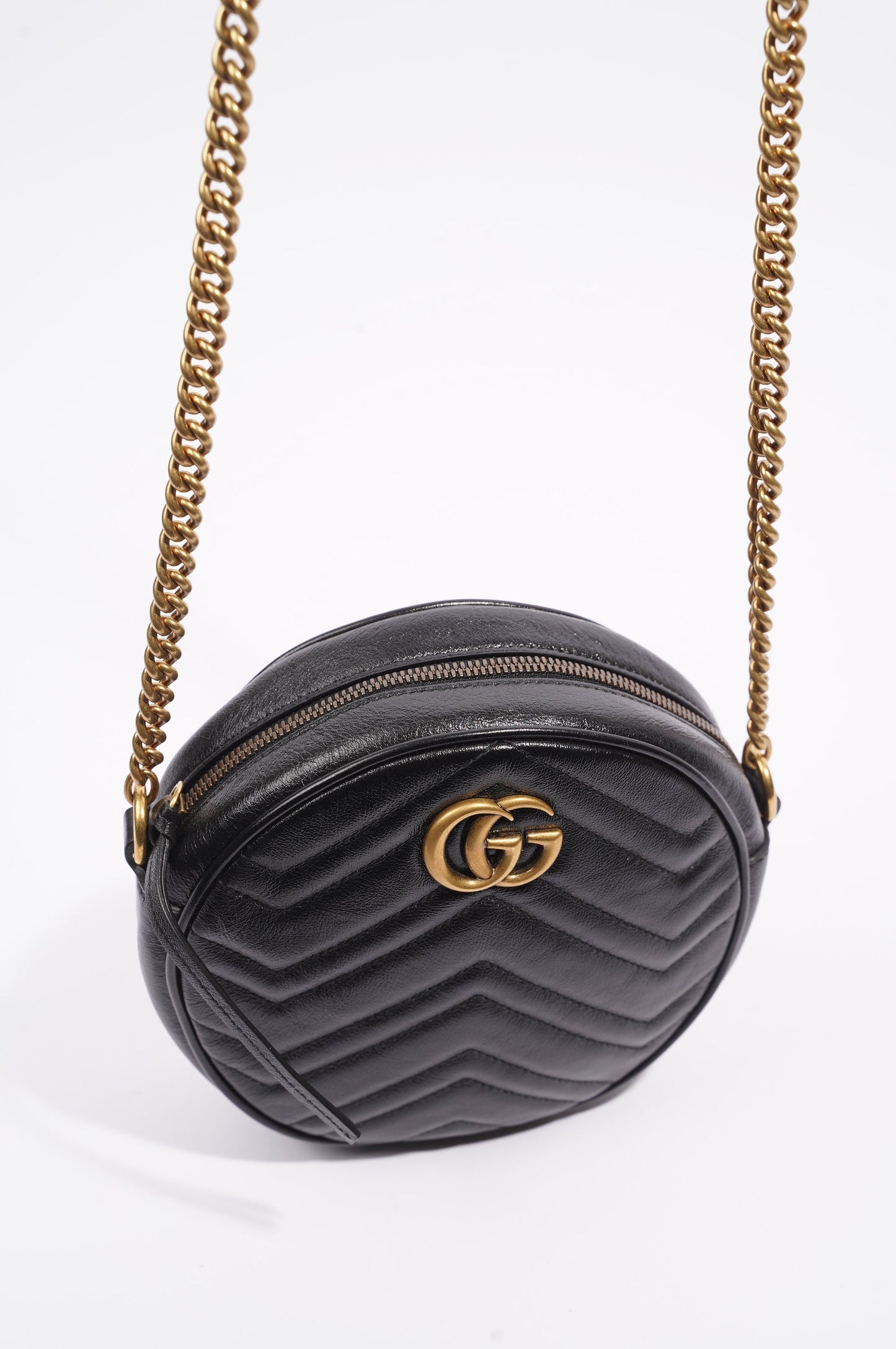 Gucci Womens Marmont Round Bag Black / Gold