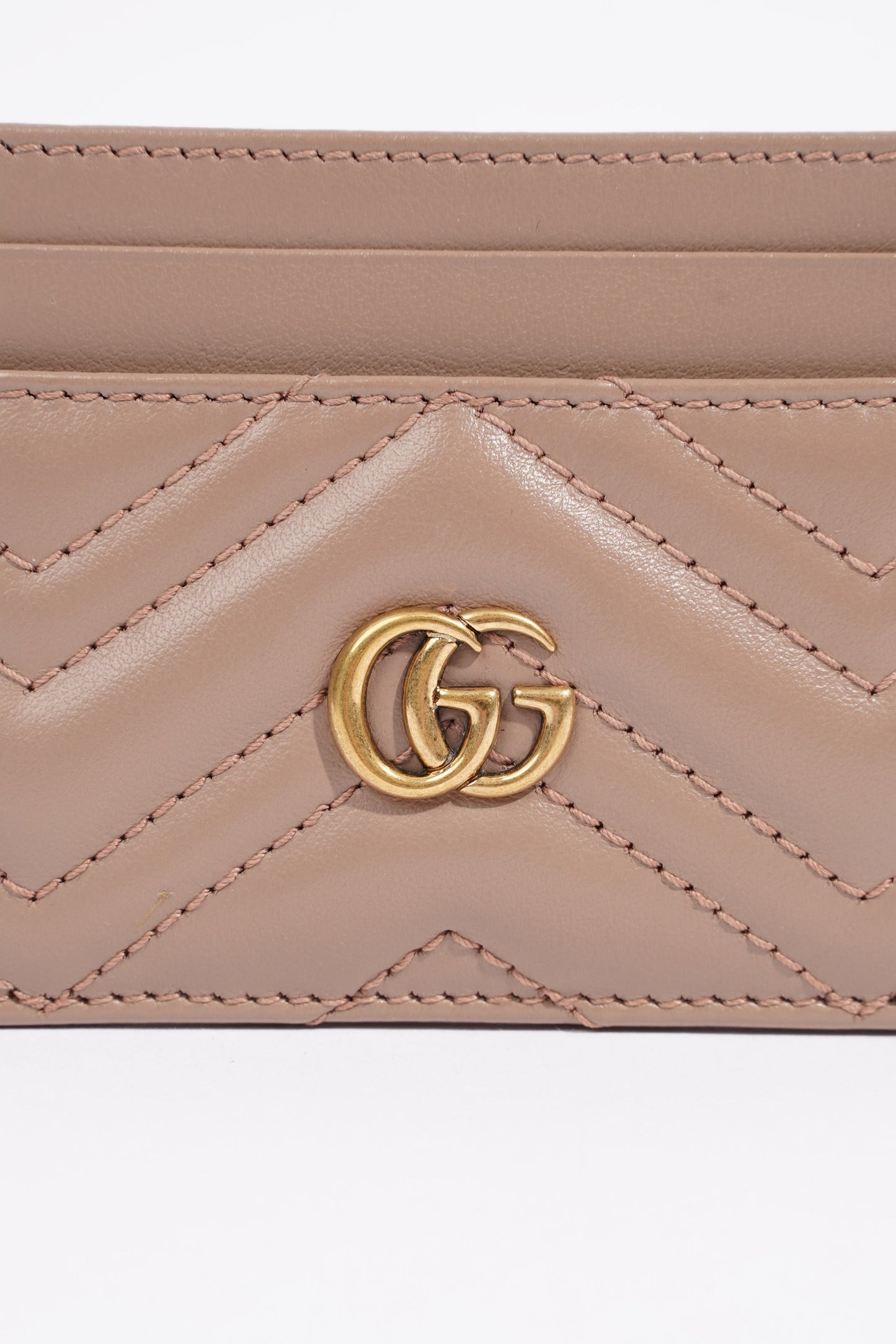 Gucci Womens Marmont GG Card Holder Mauve Leather