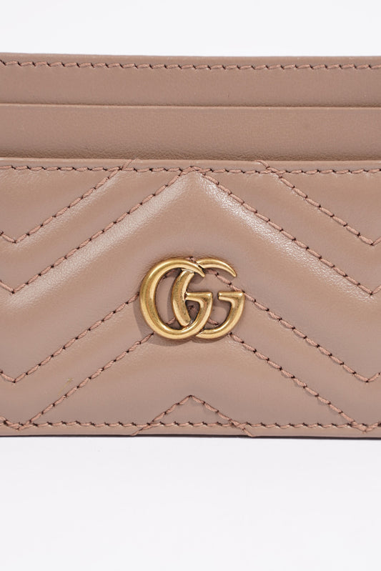 Gucci Womens Marmont GG Card Holder Mauve Leather