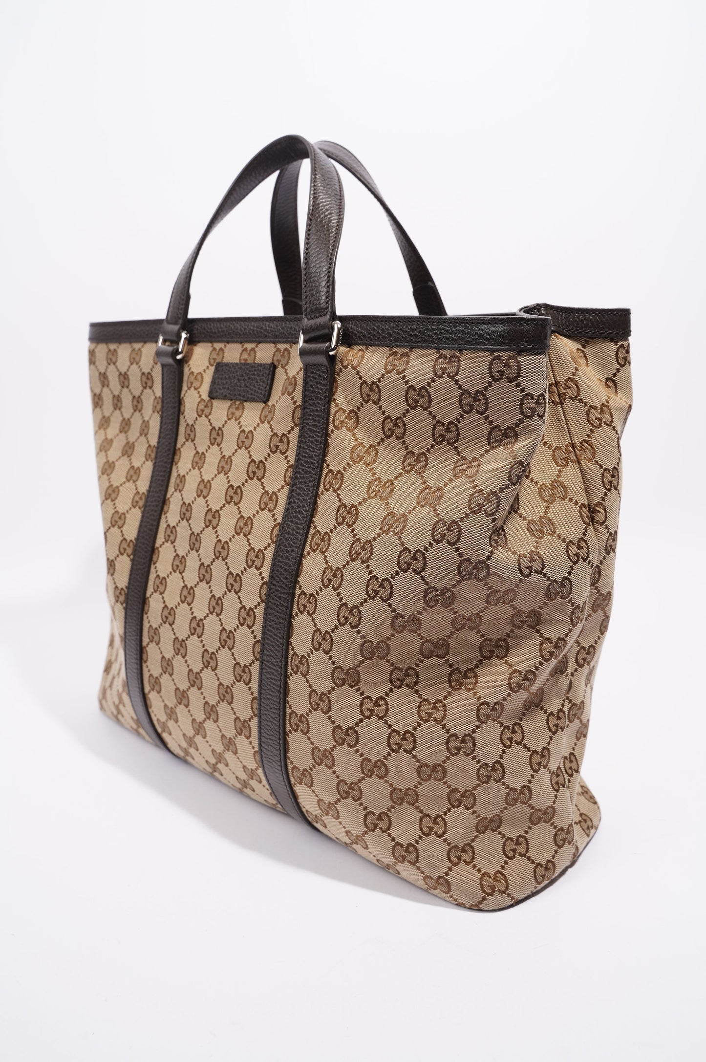 Gucci Womens GG Joy Tote Brown Canvas Large