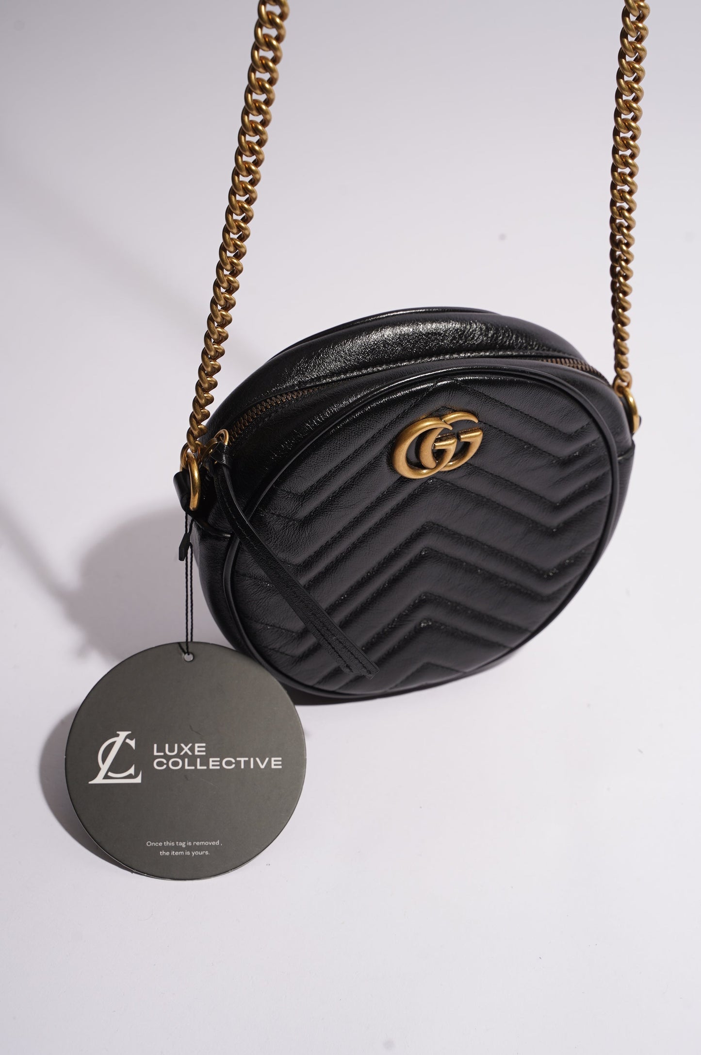 Gucci Womens Marmont Round Bag Black / Gold