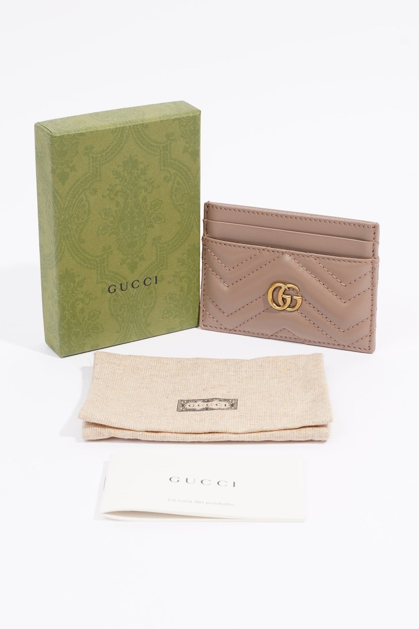 Gucci Womens Marmont GG Card Holder Mauve Leather