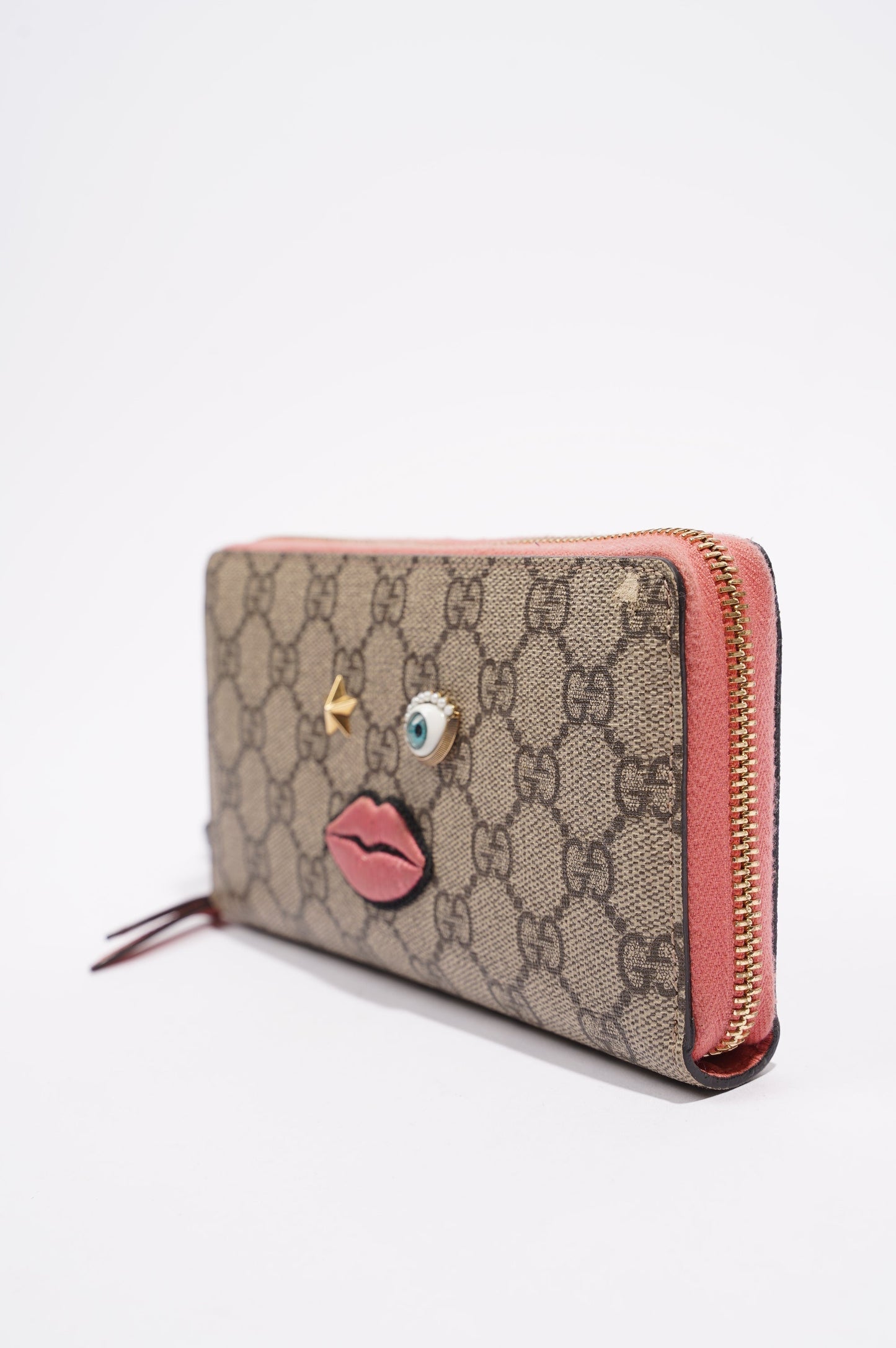 Gucci Womens Zip Around Wallet With Face Applique Supreme