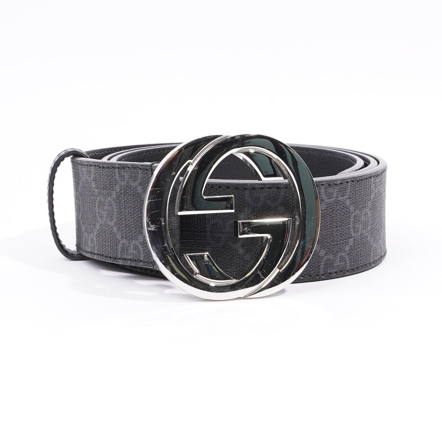 Gucci Mens Interlocking Belt Black Guccissima 95cm - 38"