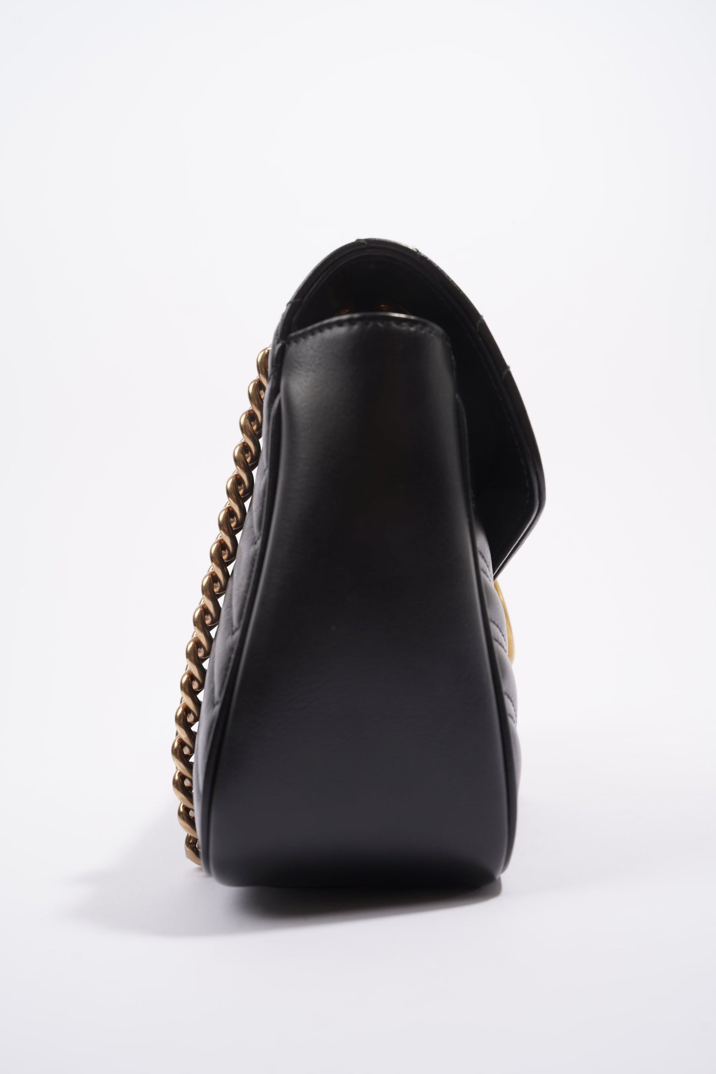 Gucci Womens Marmont Flap Black / Gold Small