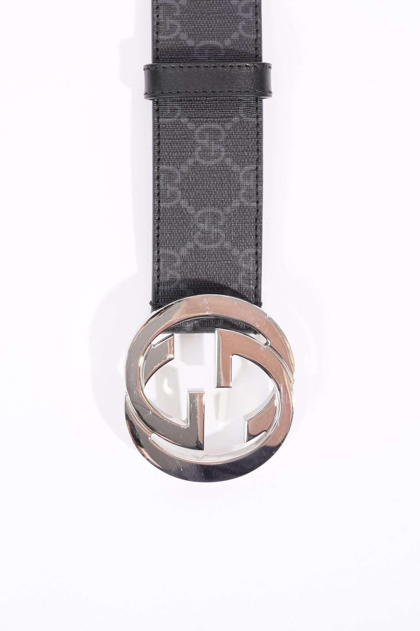 Gucci Mens Interlocking Belt Black Guccissima 95cm - 38"