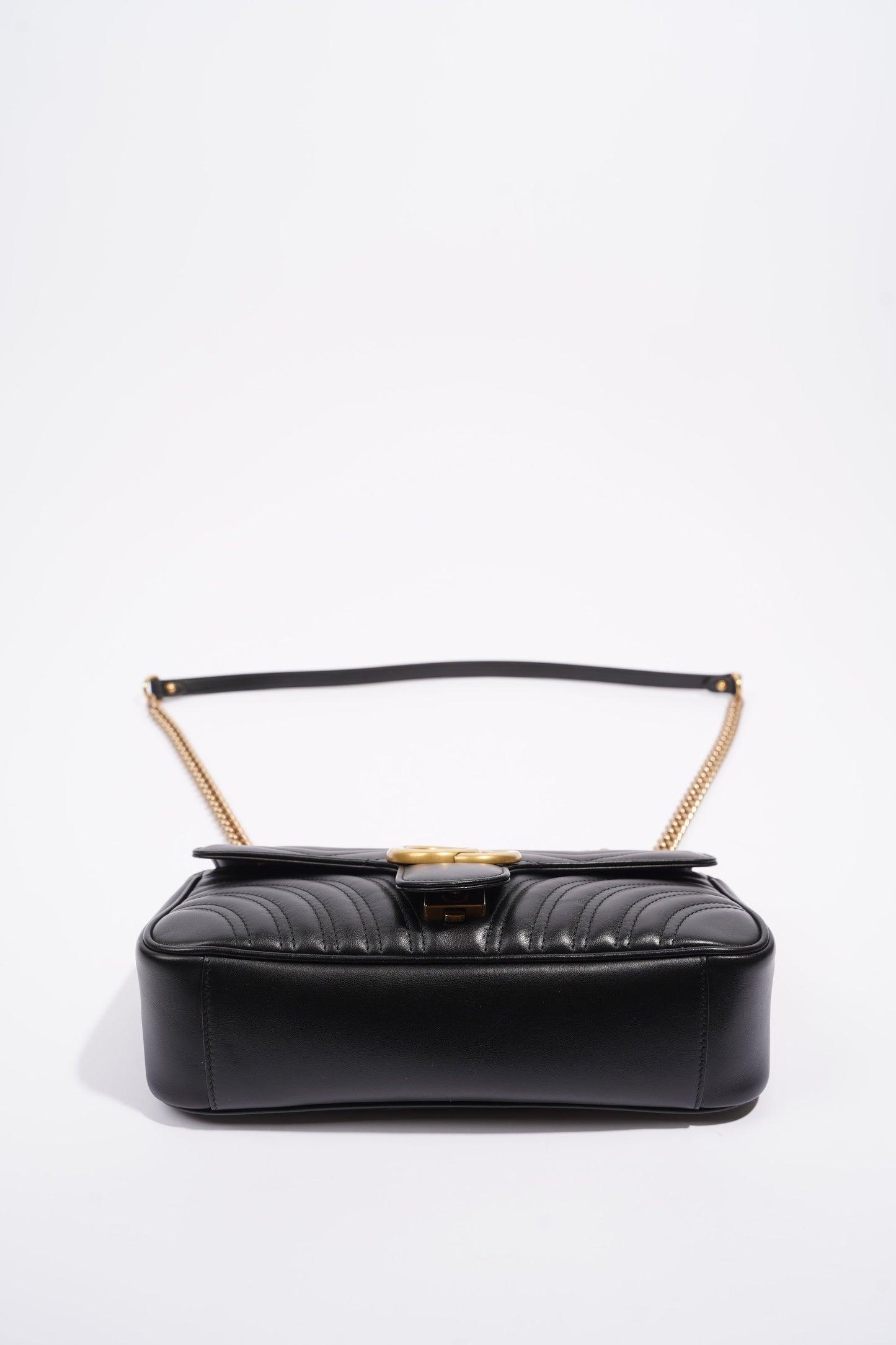Gucci Womens Marmont Flap Black / Gold Small