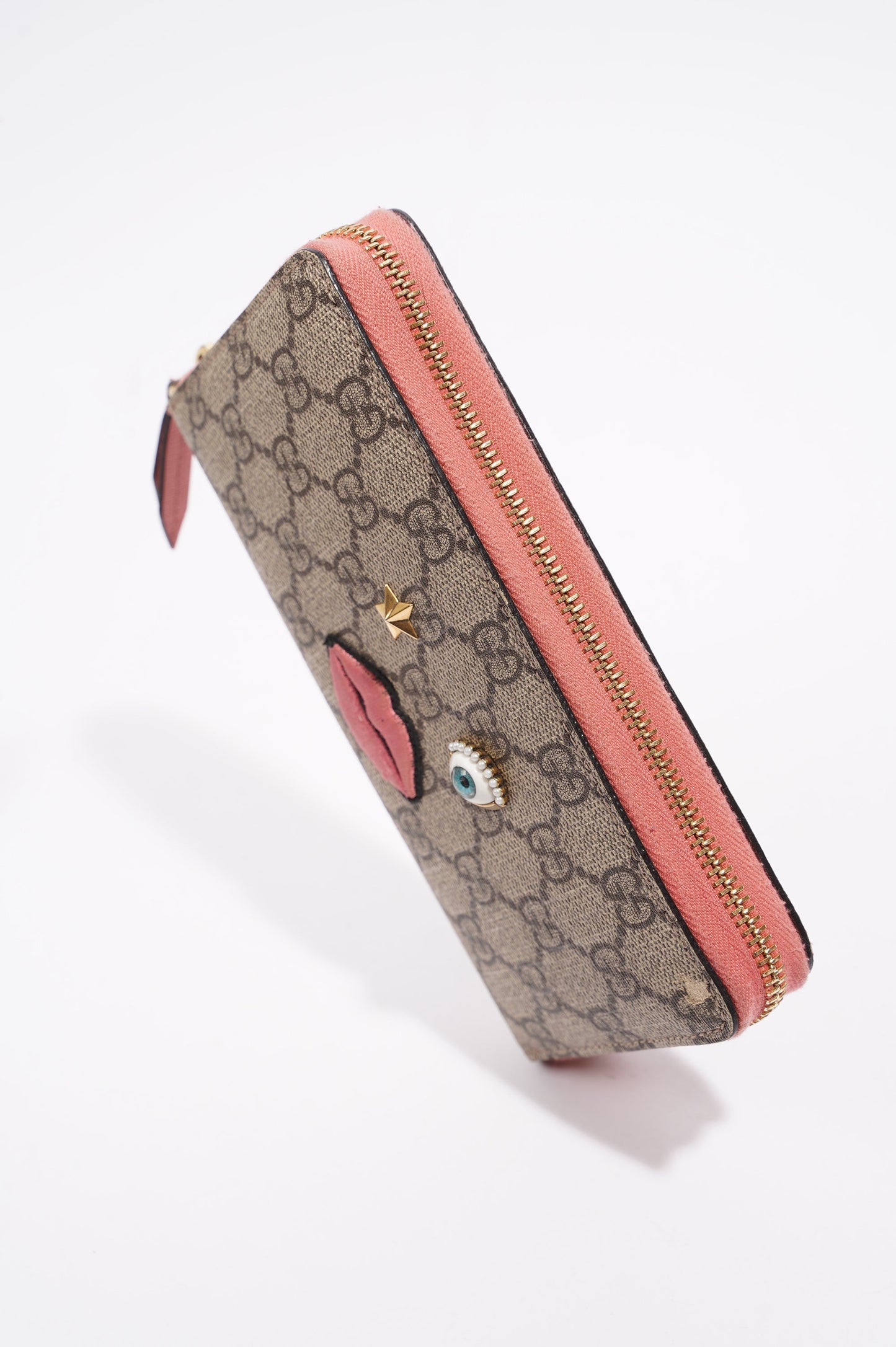 Gucci Womens Zip Around Wallet With Face Applique Supreme