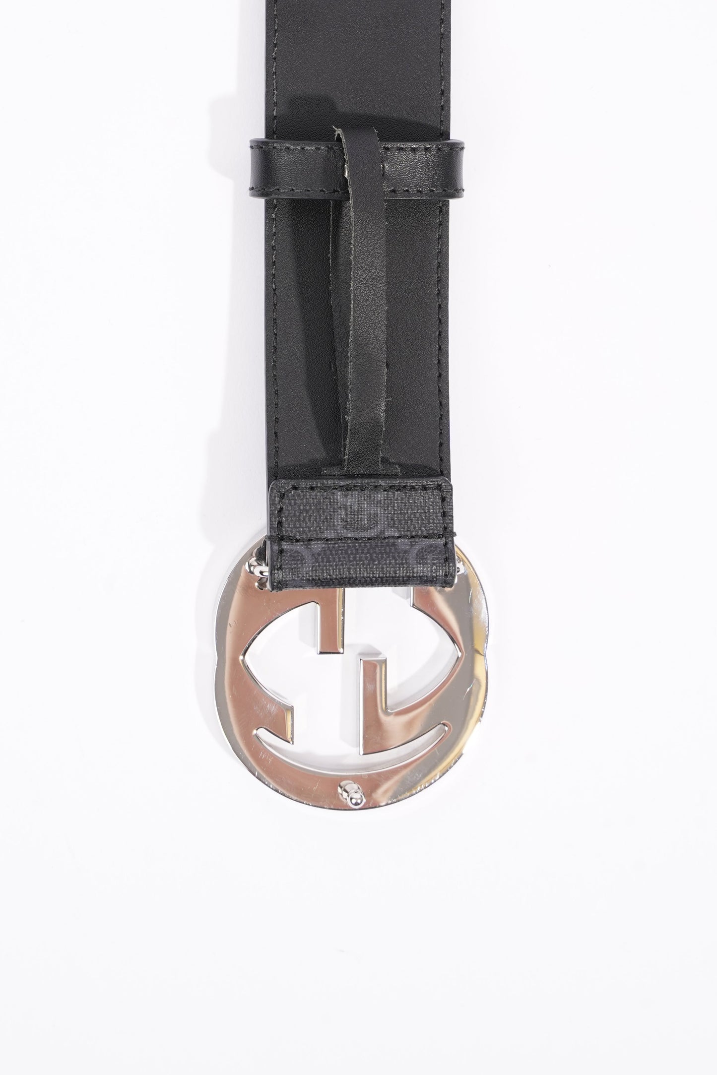 Gucci Mens Interlocking Belt Black Guccissima 95cm - 38"