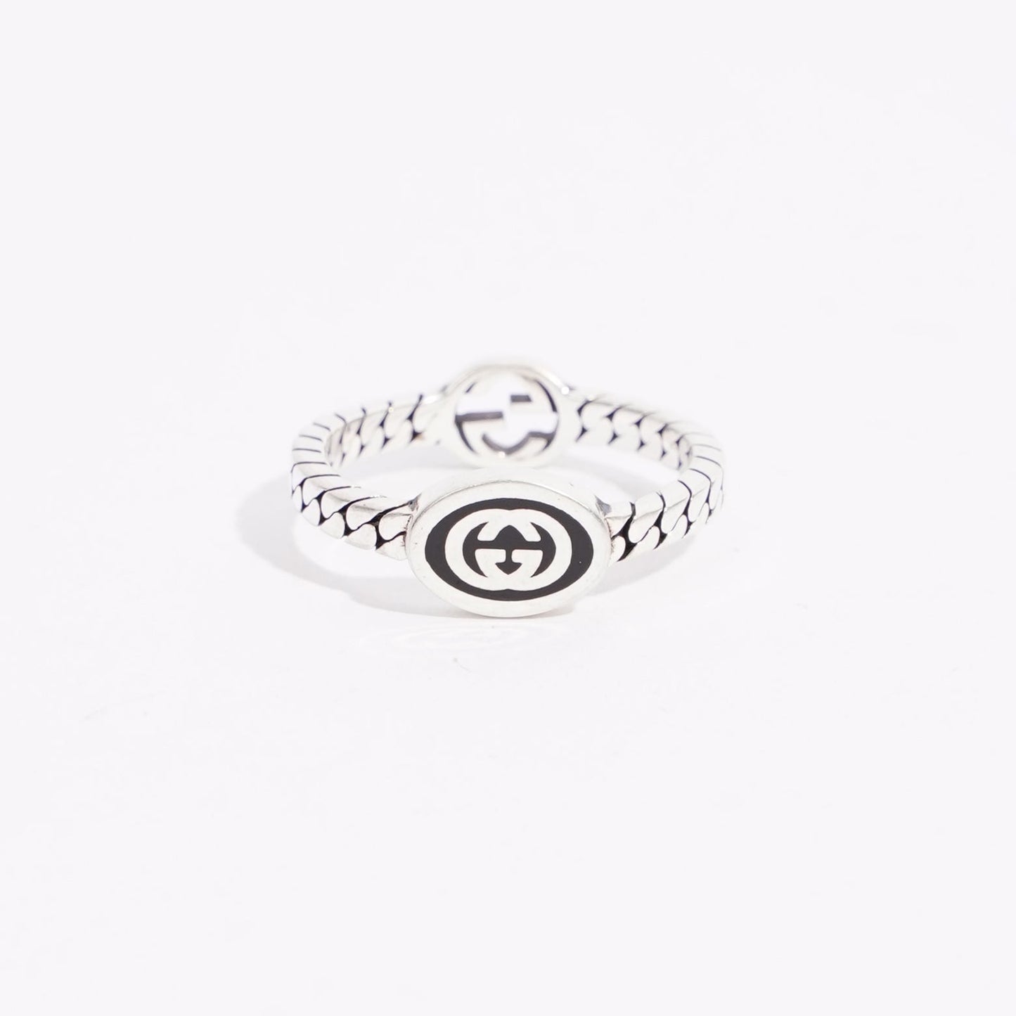 Gucci Mens Double Interlocking G Ring Silver 57
