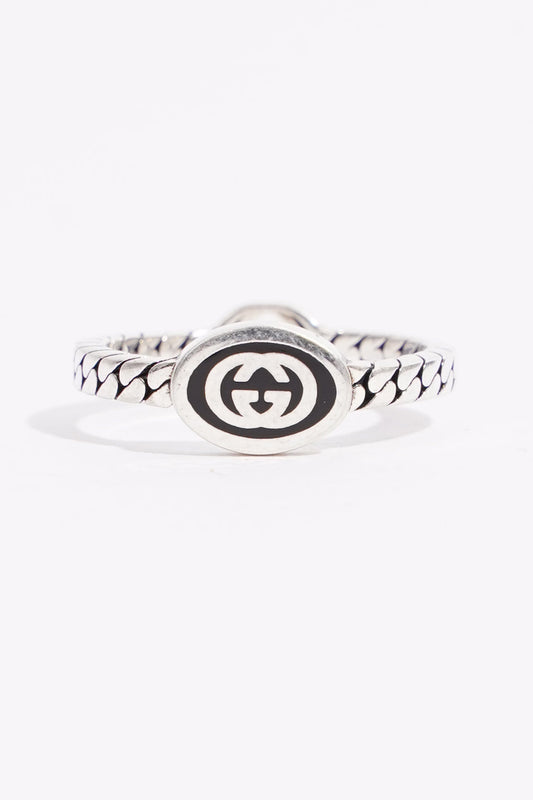 Gucci Mens Double Interlocking G Ring Silver 57
