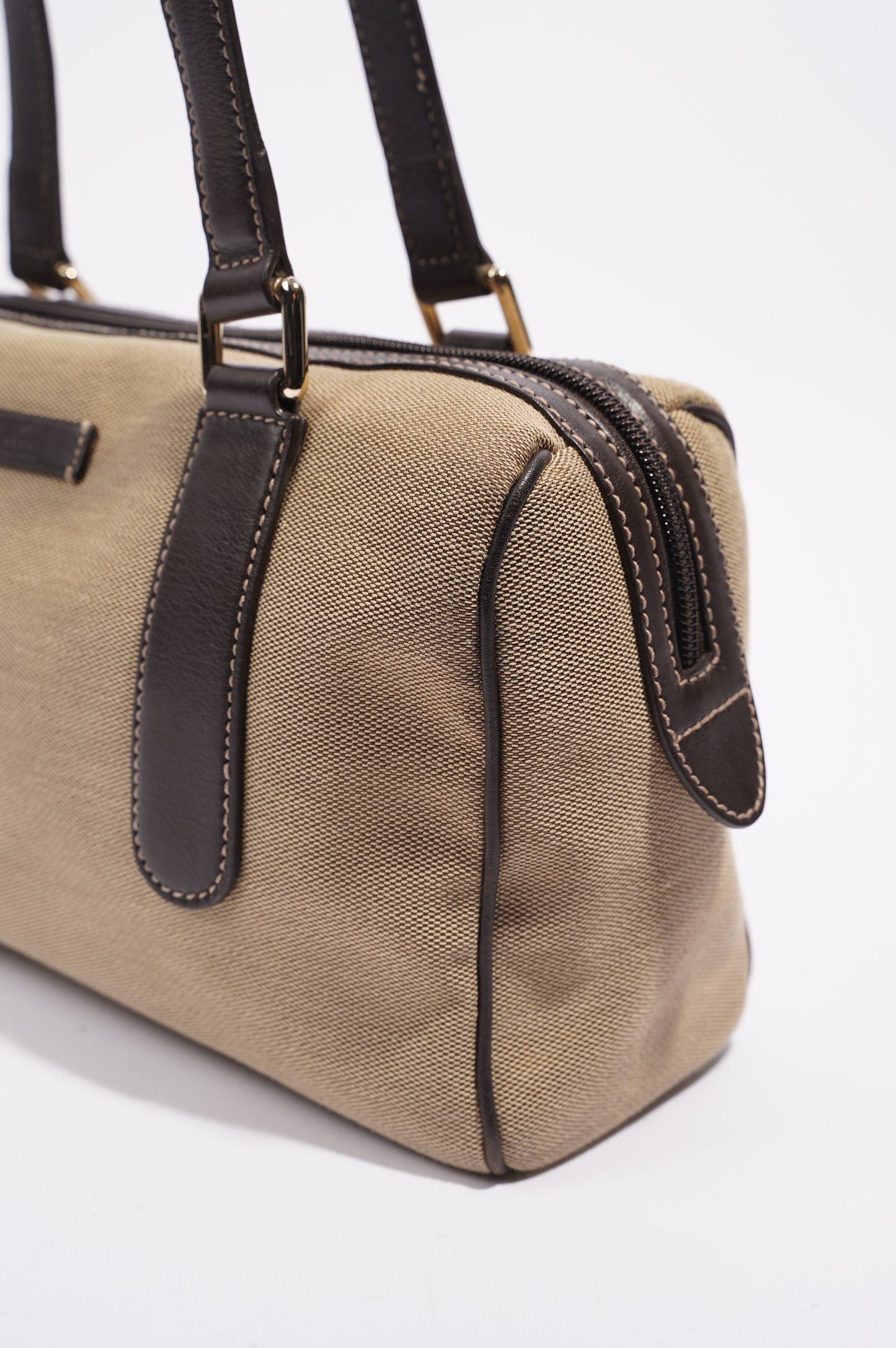 Gucci Canvas Boston Bag Beige / Brown