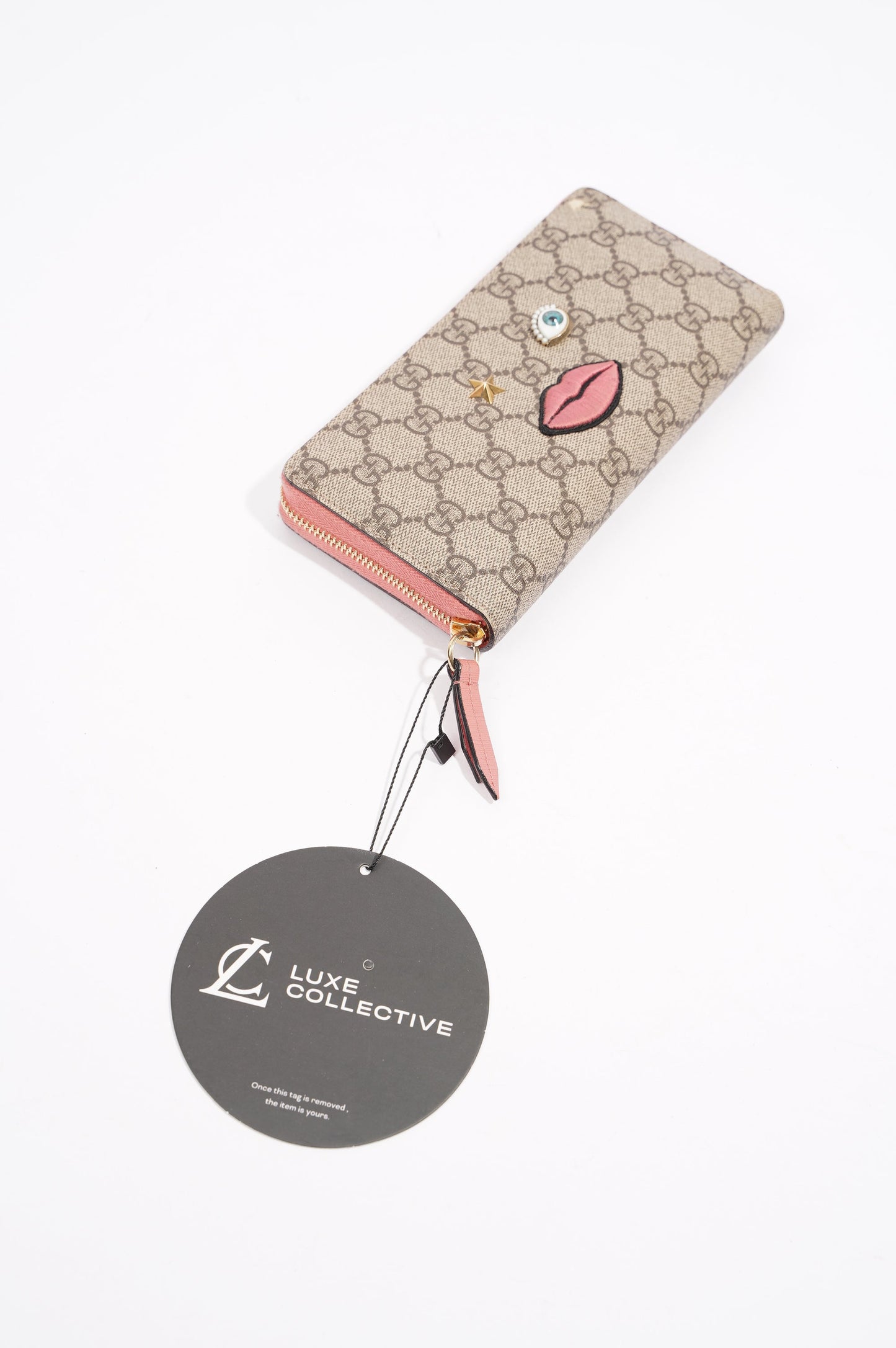 Gucci Womens Zip Around Wallet With Face Applique Supreme
