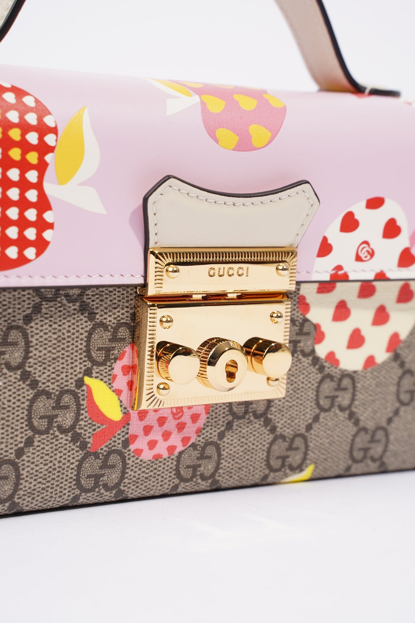 Gucci Womens Les Pommes Padlock Bag Multicoloured Canvas Mini