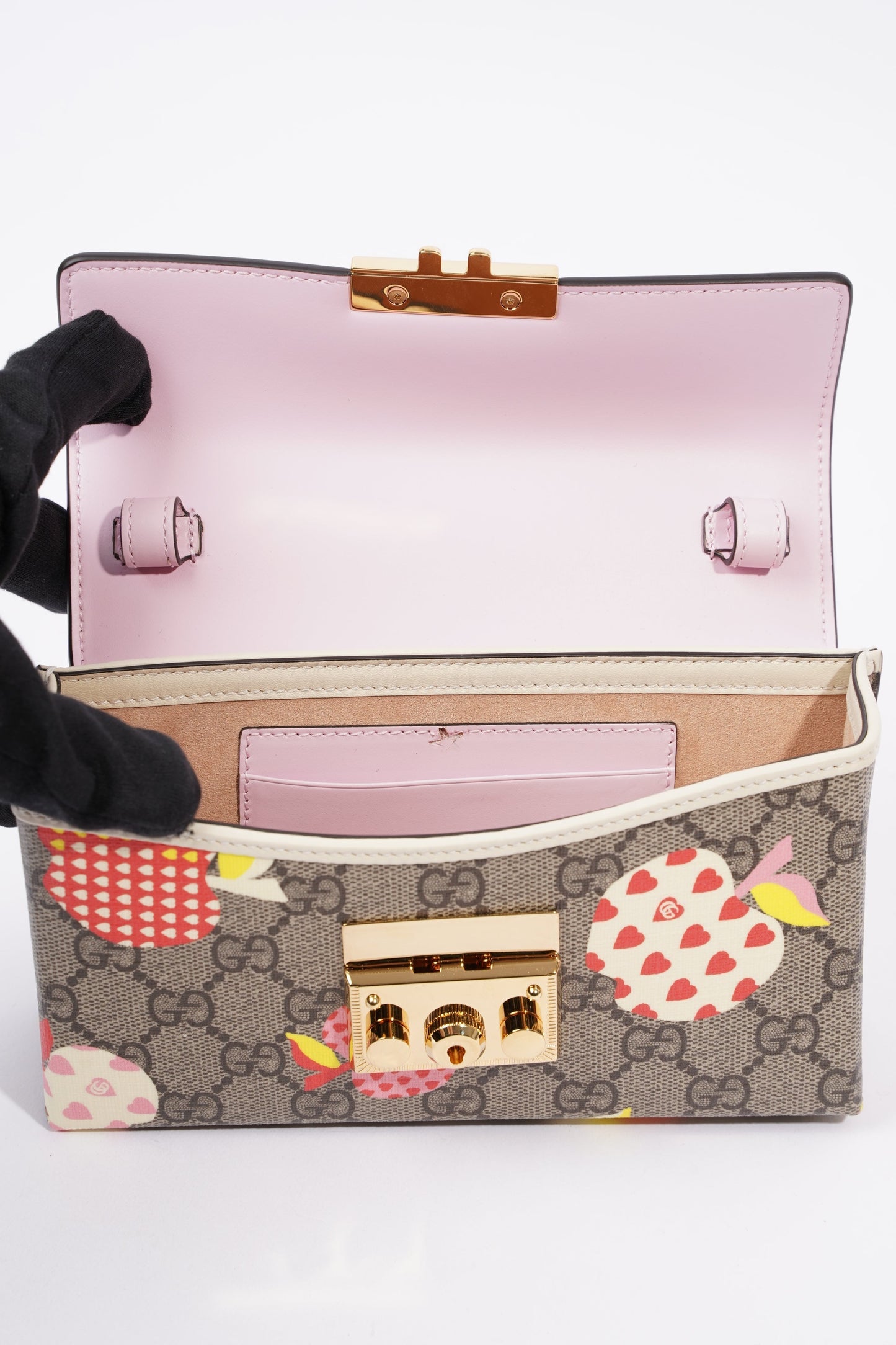 Gucci Womens Les Pommes Padlock Bag Multicoloured Canvas Mini