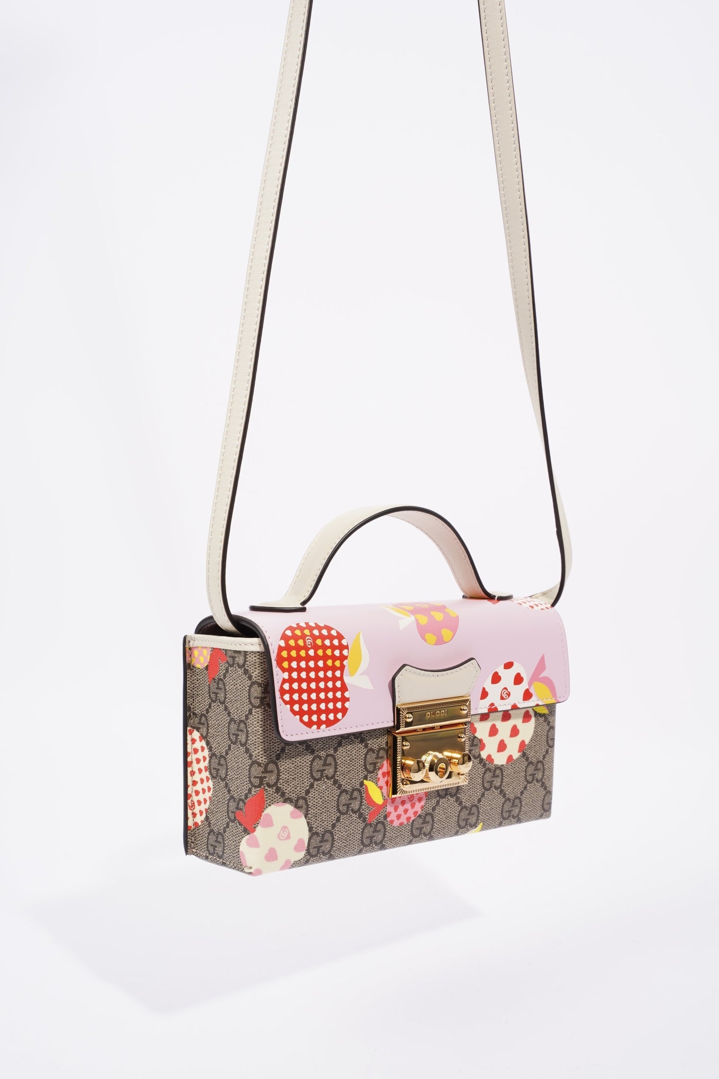 Gucci Womens Les Pommes Padlock Bag Multicoloured Canvas Mini