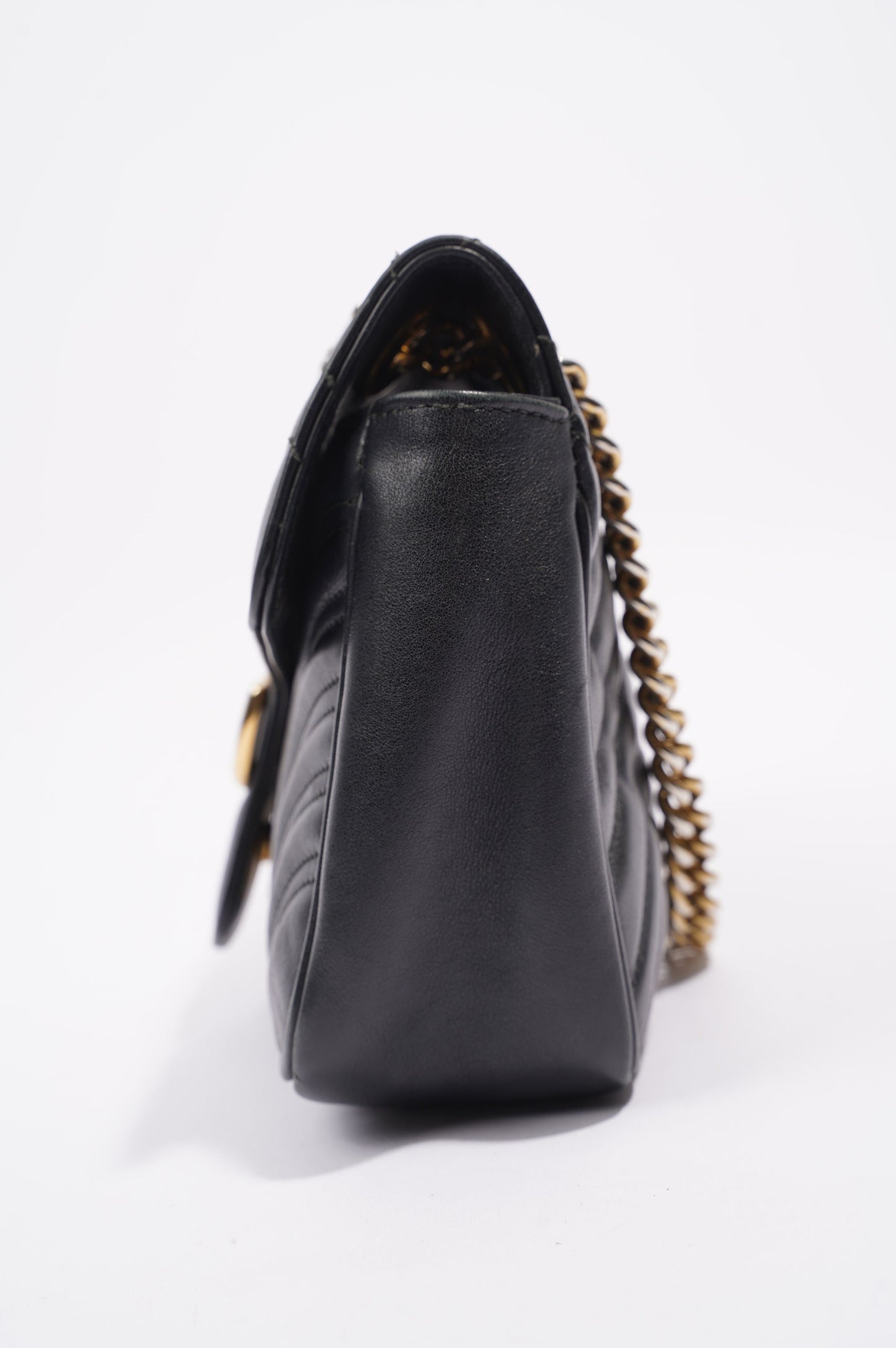 Gucci Womens Marmont Flap Black Gold Small
