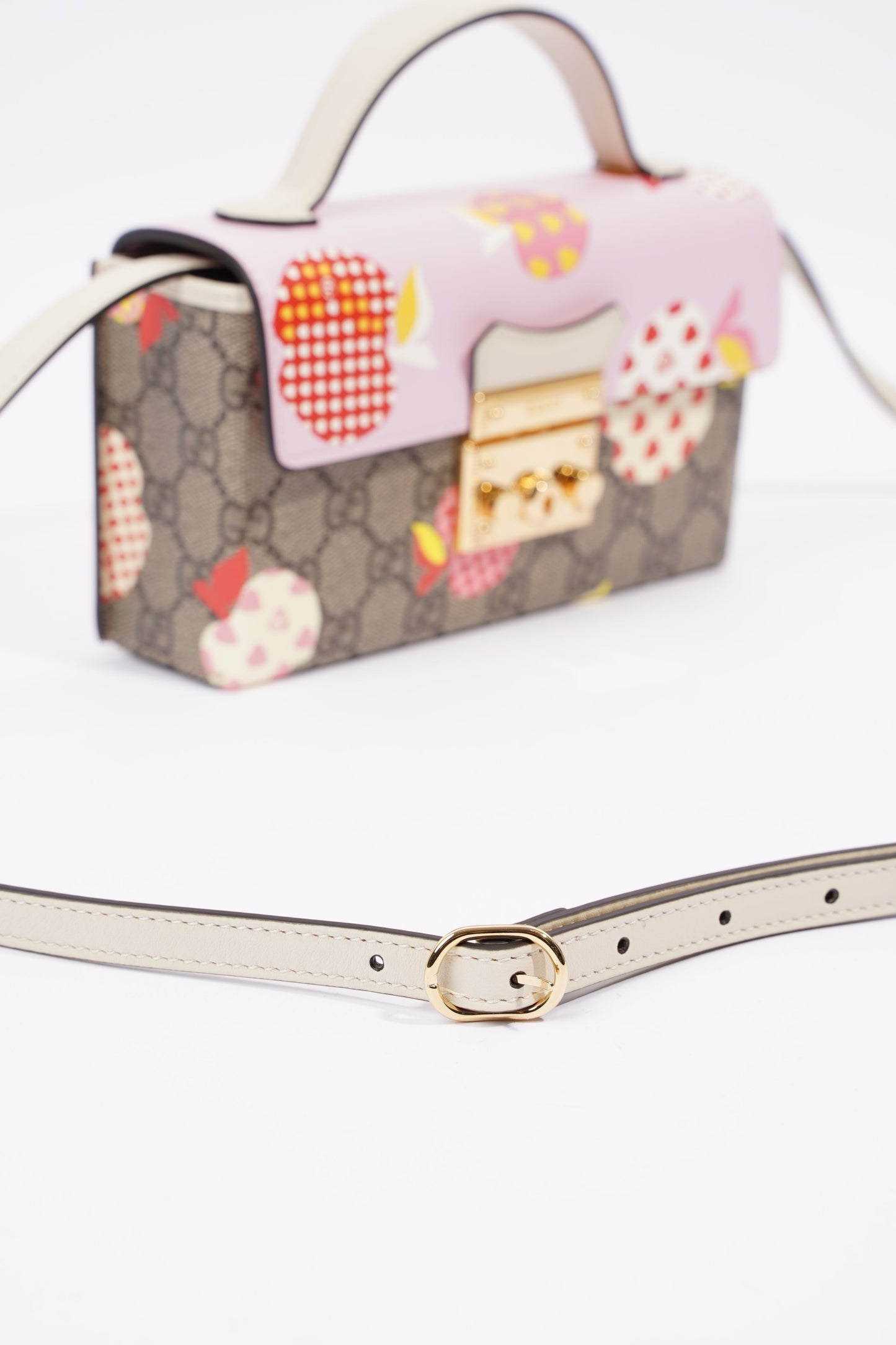 Gucci Womens Les Pommes Padlock Bag Multicoloured Canvas Mini