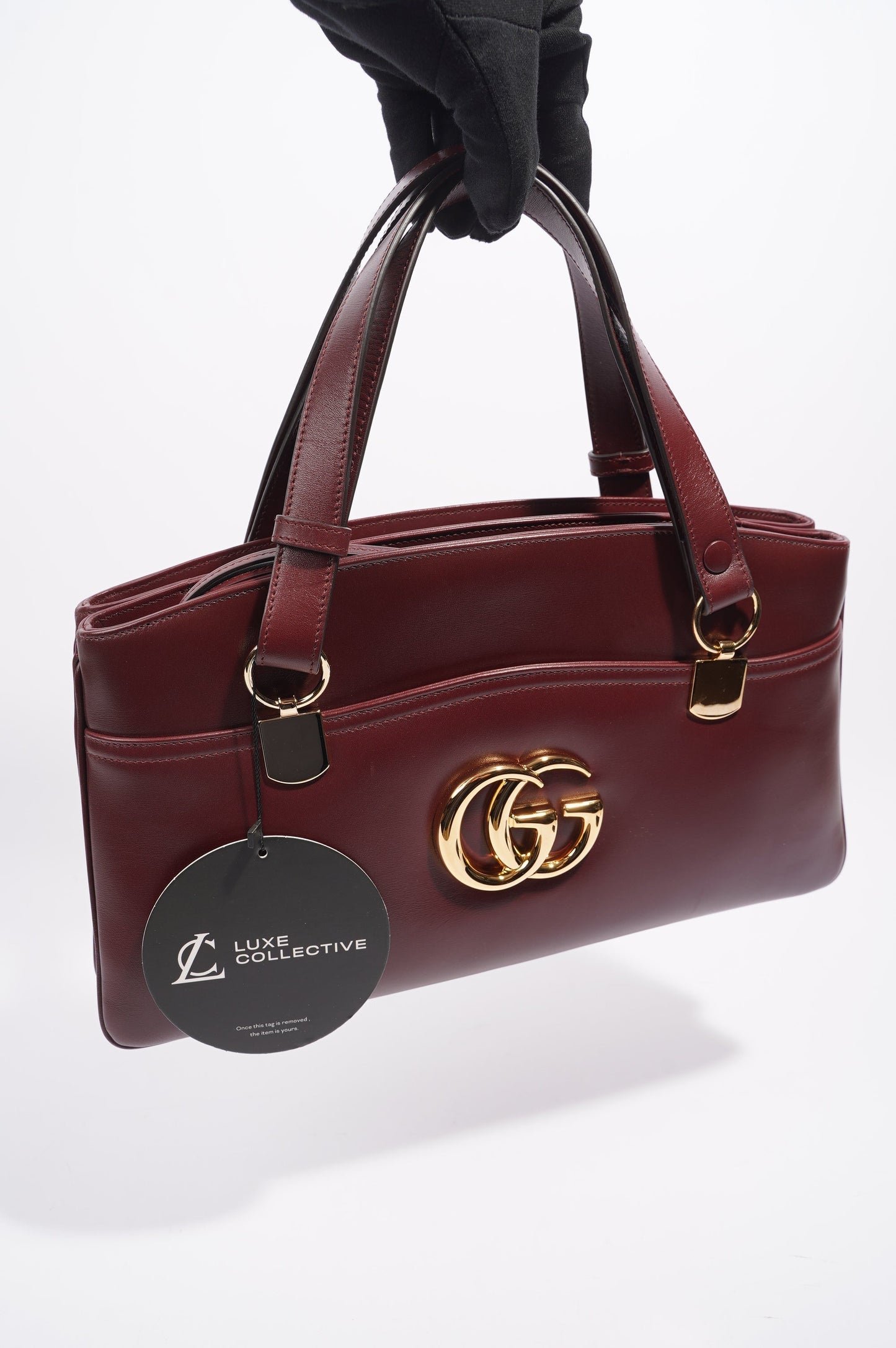 Gucci Womens Arli Shoulder Bag Red Leather Large