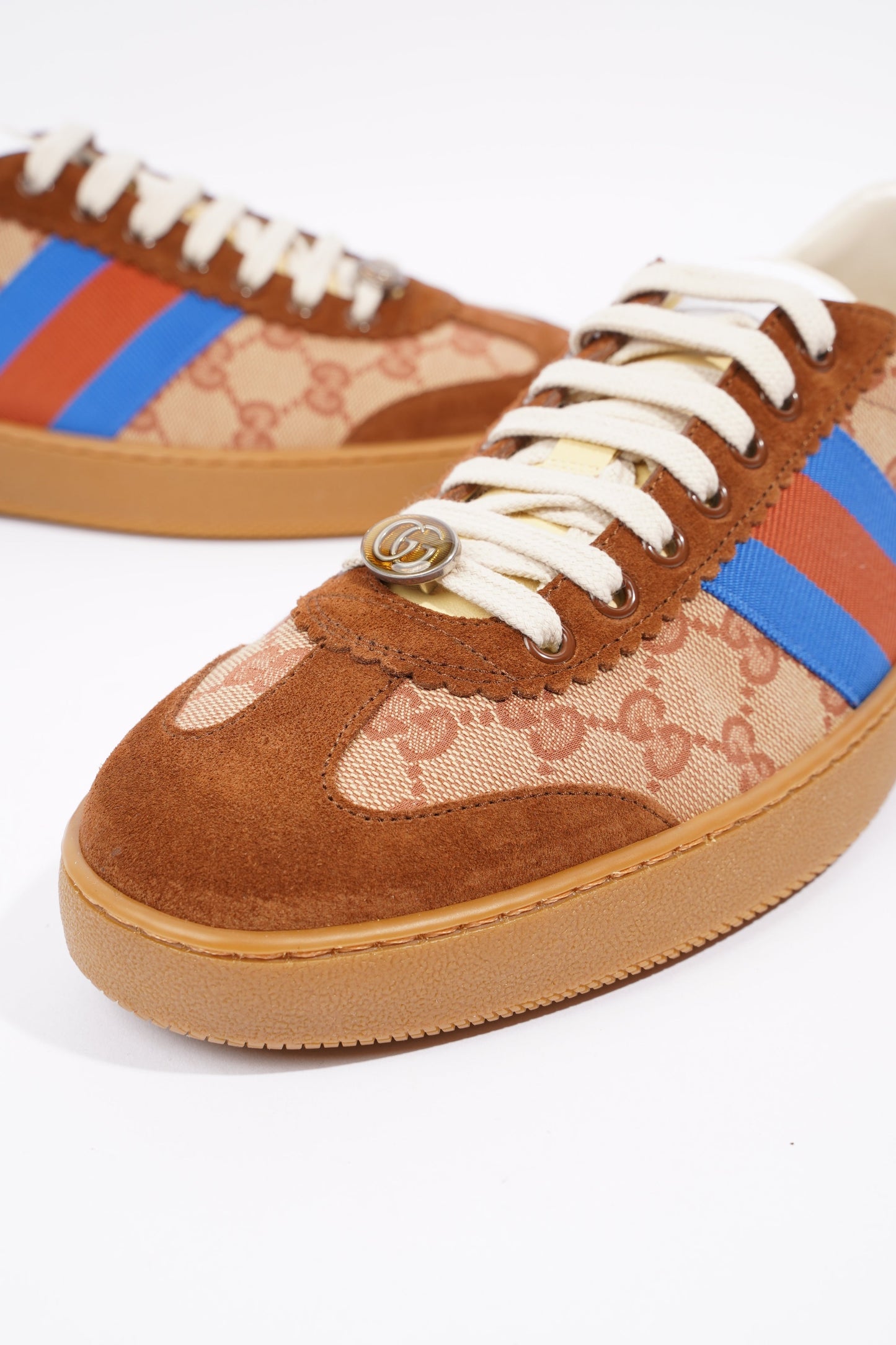 Gucci Mens Low Top Brick Red / Beige EU 44 / UK 10