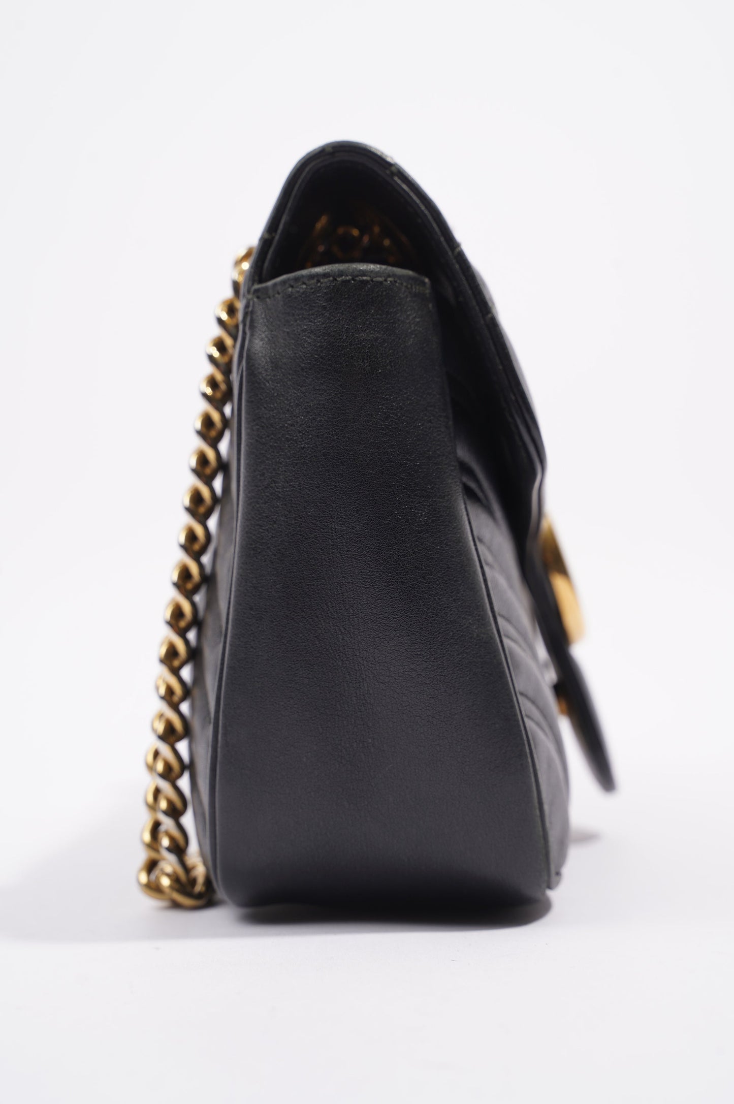Gucci Womens Marmont Flap Black Gold Small