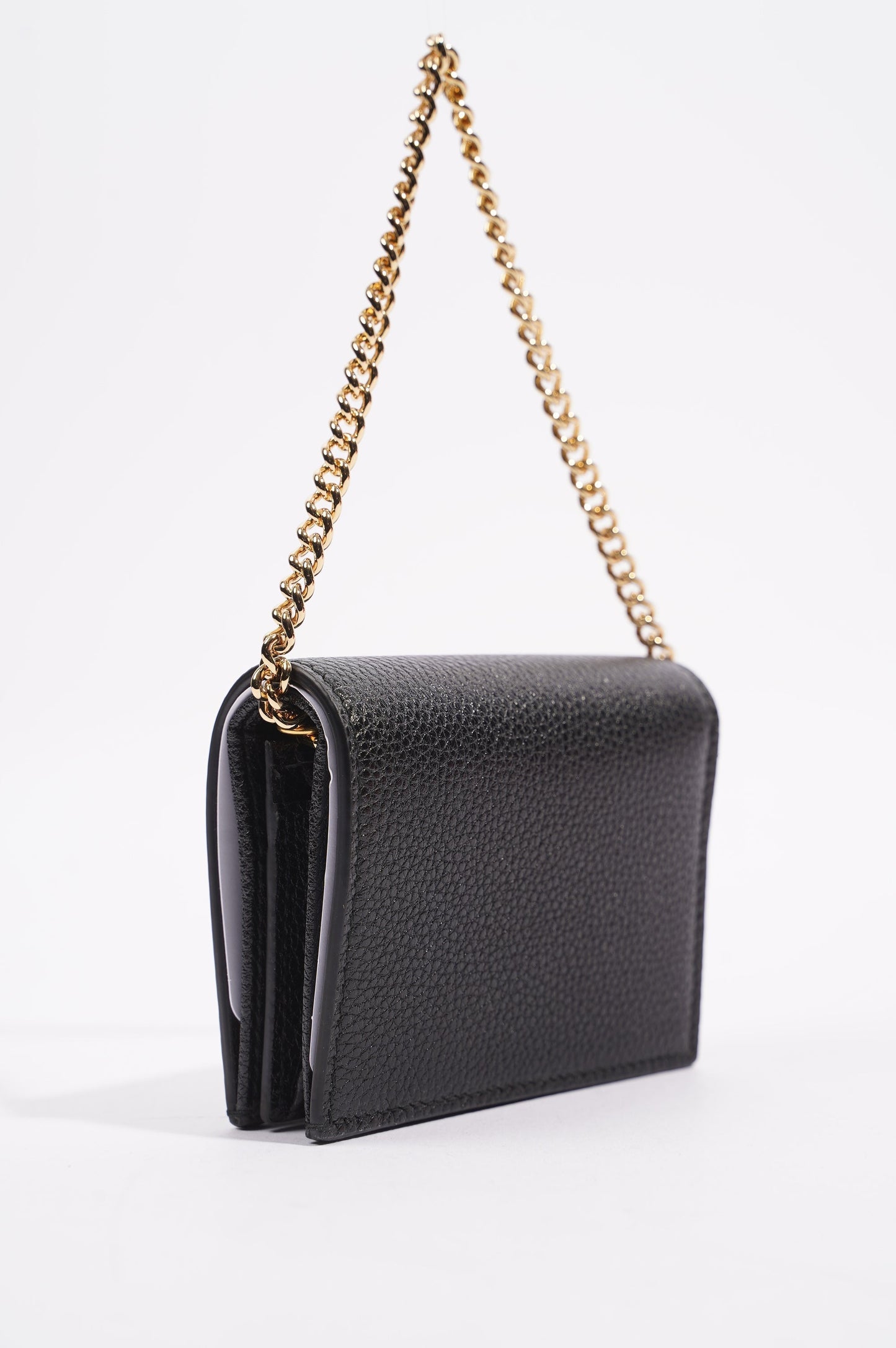 Gucci Womens Zumi Card Case Wallet Black / Gold