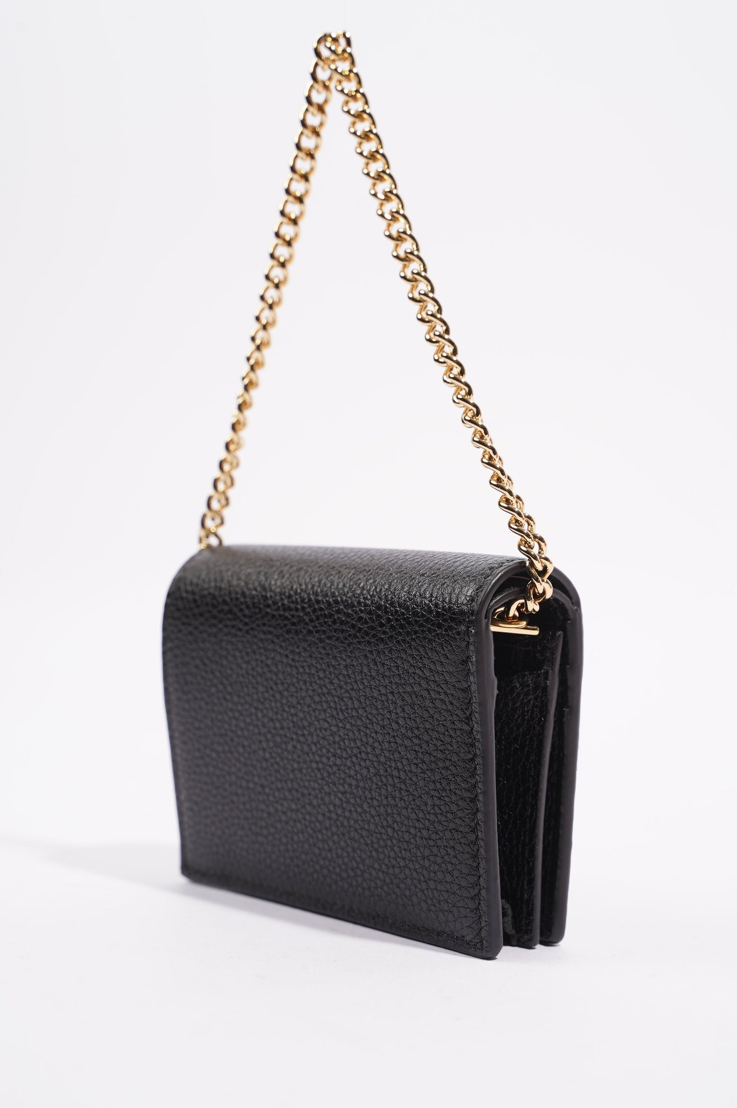 Gucci Womens Zumi Card Case Wallet Black / Gold