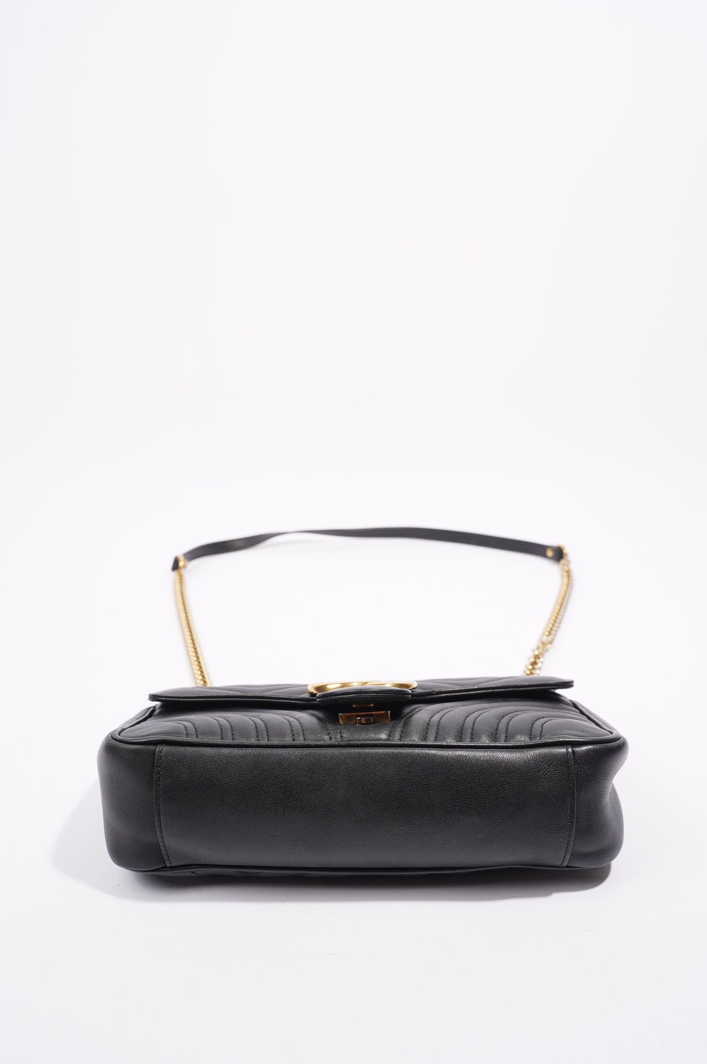 Gucci Womens Marmont Flap Black Gold Small