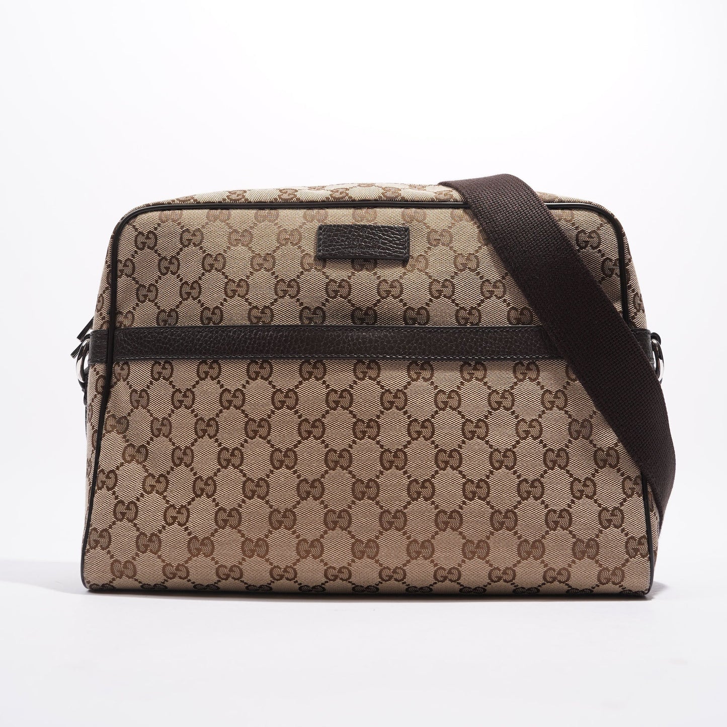 Gucci Mens Messenger Crossbody Bag Brown Canvas