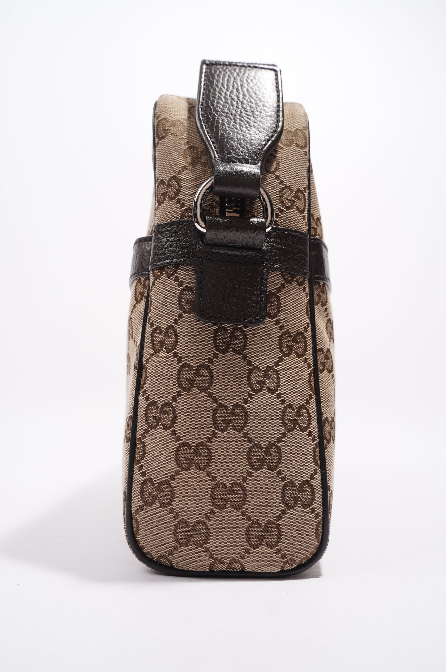 Gucci Mens Messenger Crossbody Bag Brown Canvas