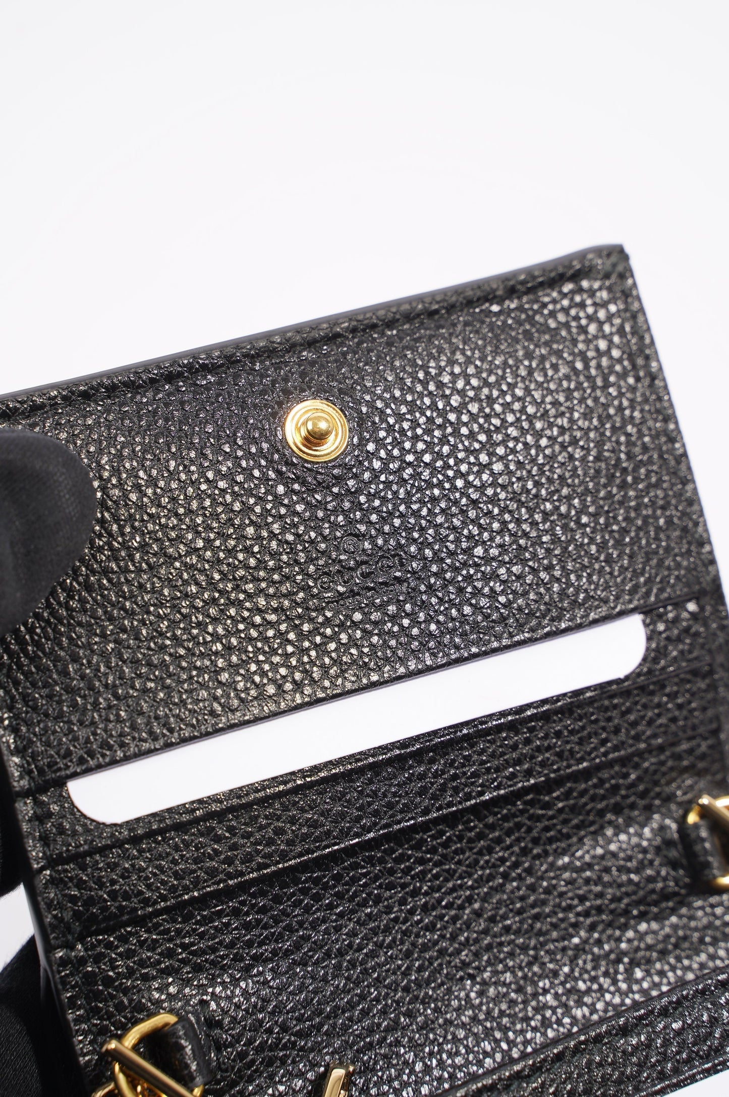 Gucci Womens Zumi Card Case Wallet Black / Gold