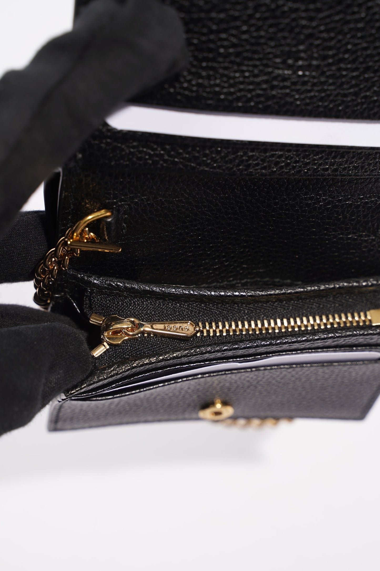 Gucci Womens Zumi Card Case Wallet Black / Gold