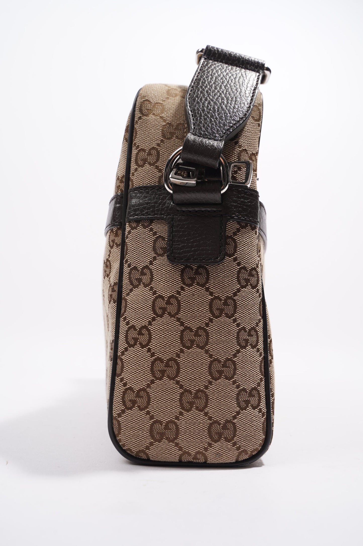 Gucci Mens Messenger Crossbody Bag Brown Canvas