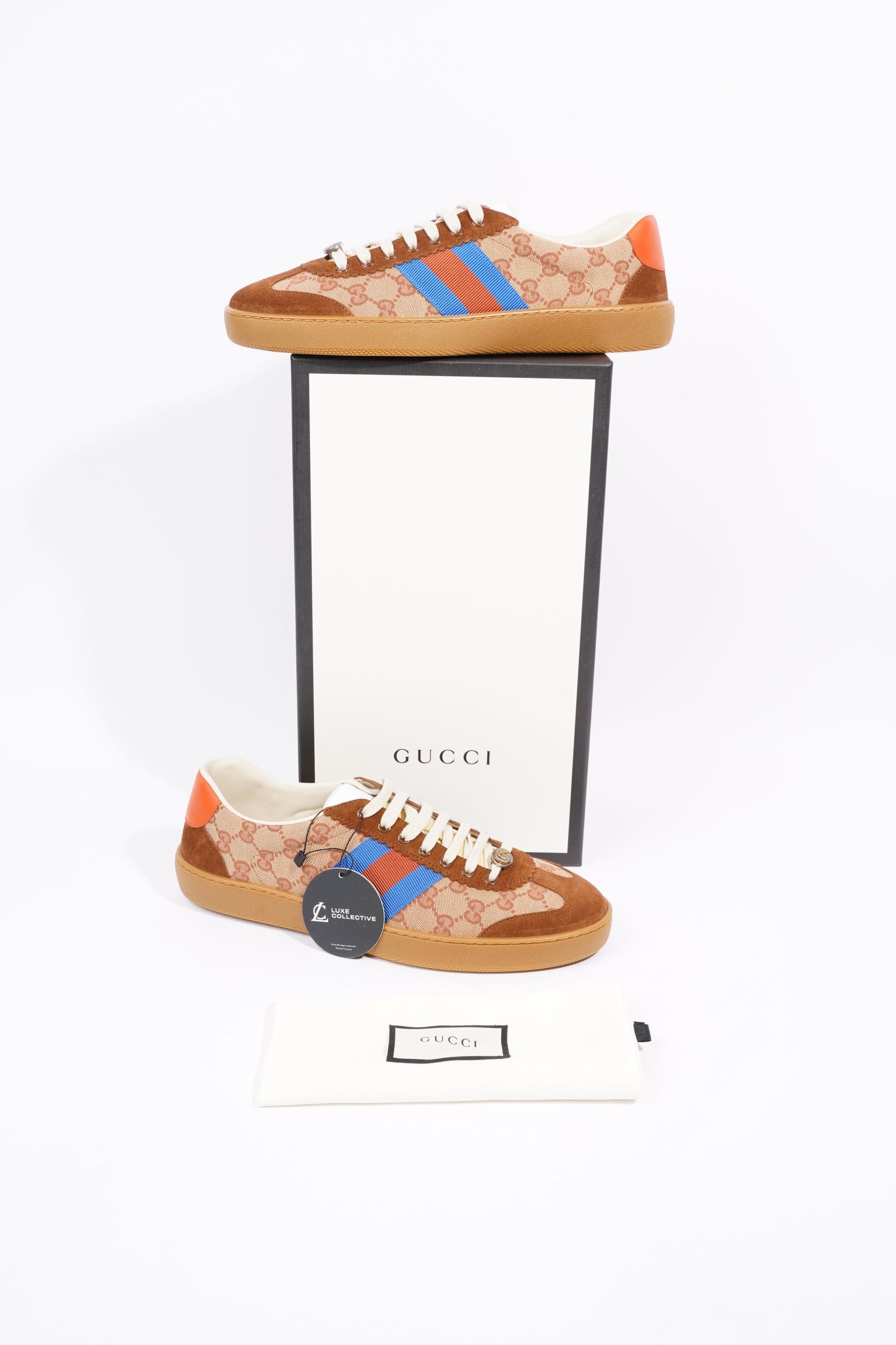 Gucci Mens Low Top Brick Red / Beige EU 44 / UK 10
