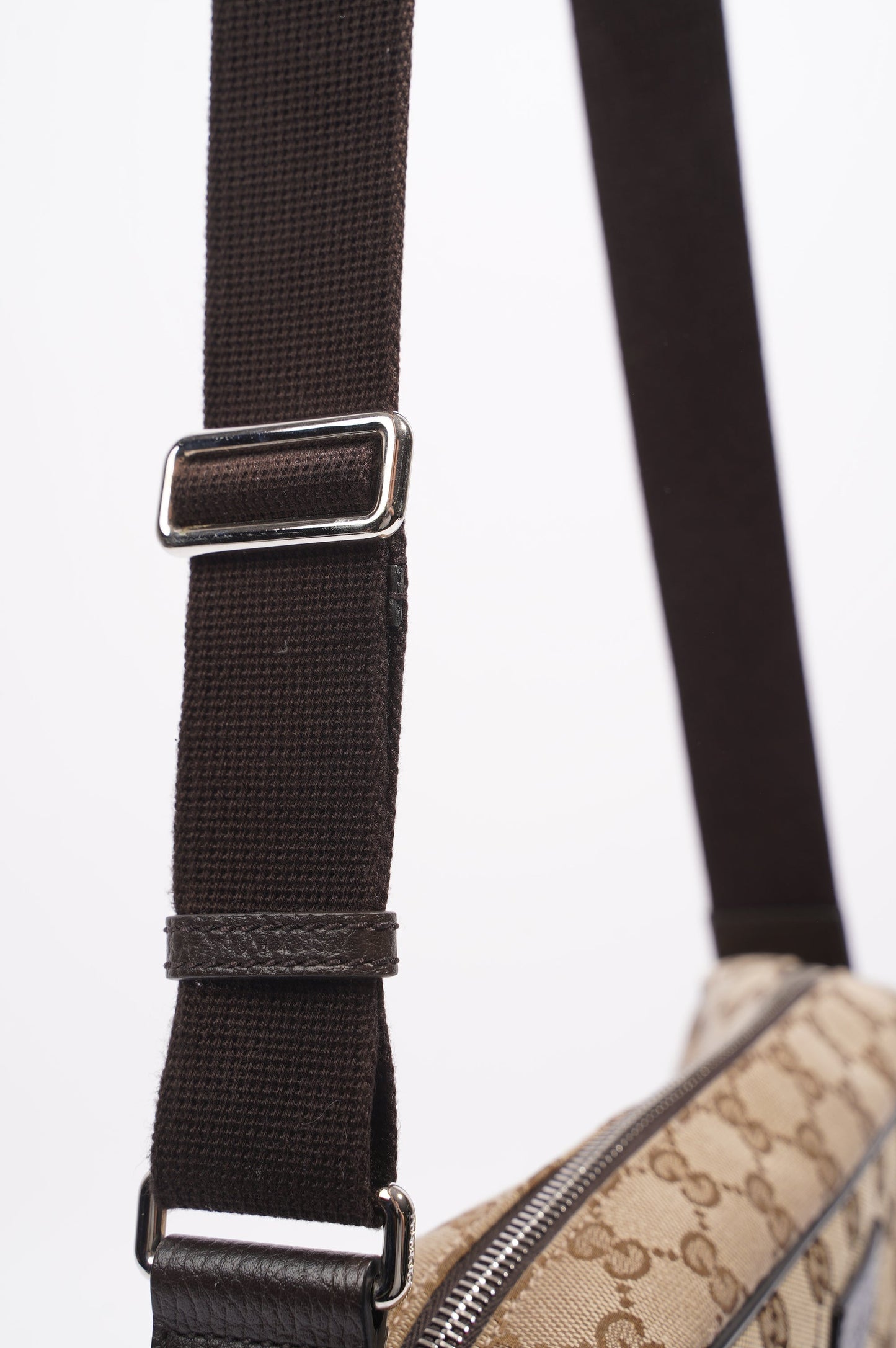 Gucci Mens Messenger Crossbody Bag Brown Canvas