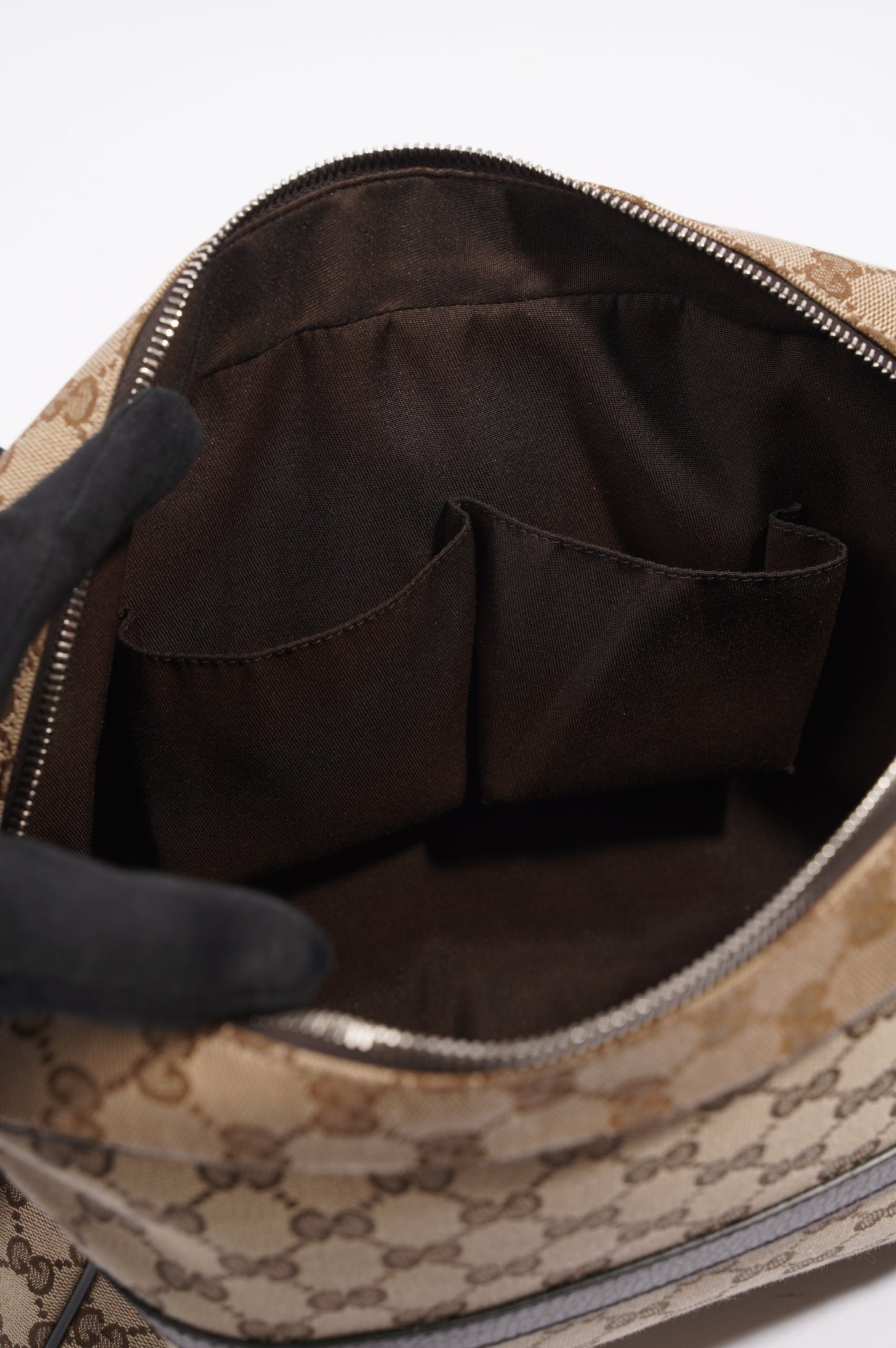 Gucci Mens Messenger Crossbody Bag Brown Canvas