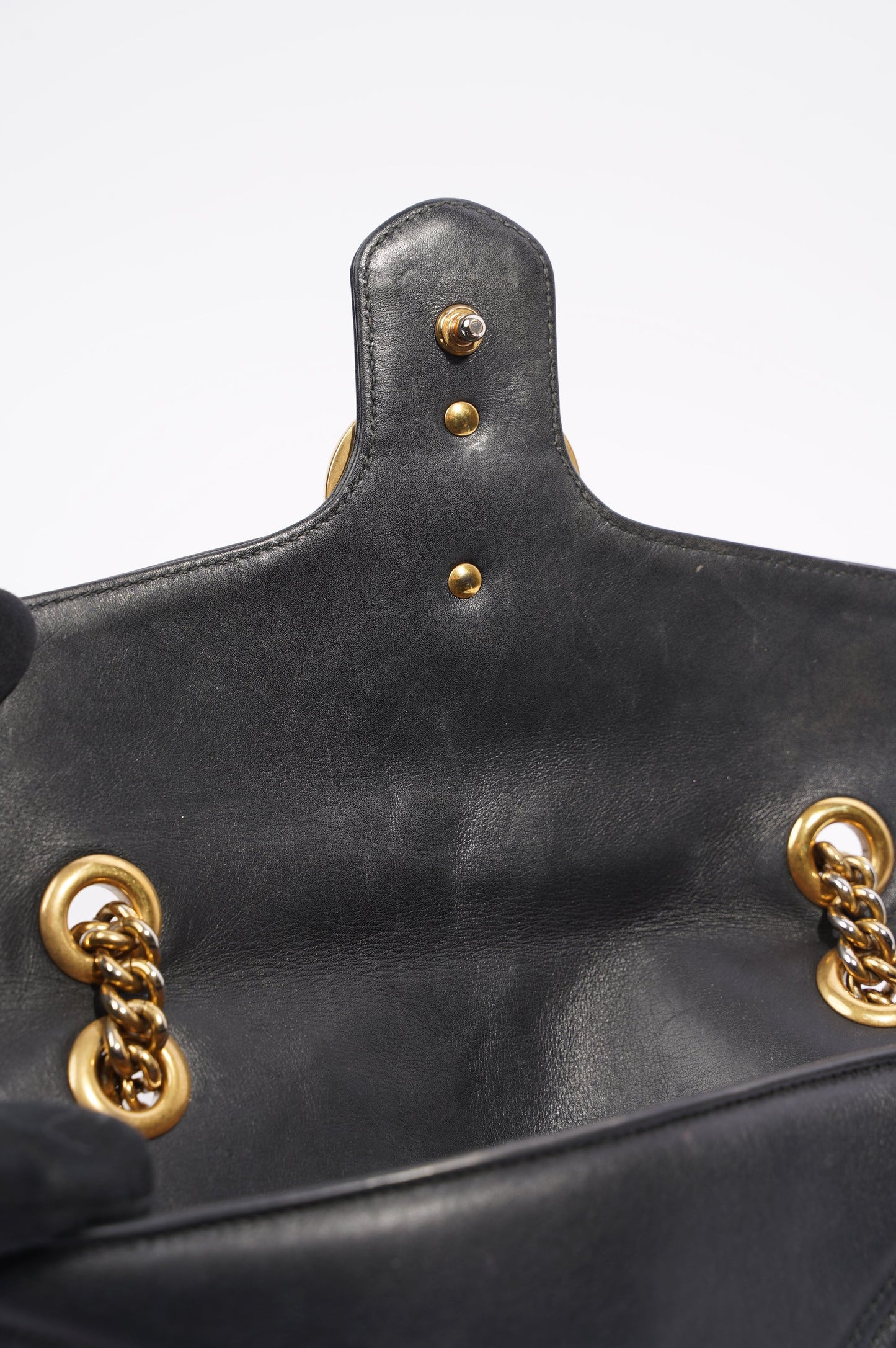 Gucci Womens Marmont Flap Black Gold Small
