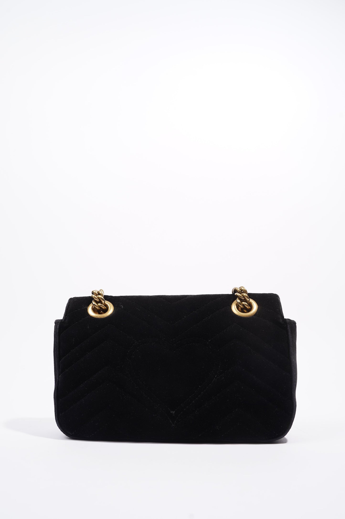 Gucci Womens Marmont Flap Black Velvet Gold Mini